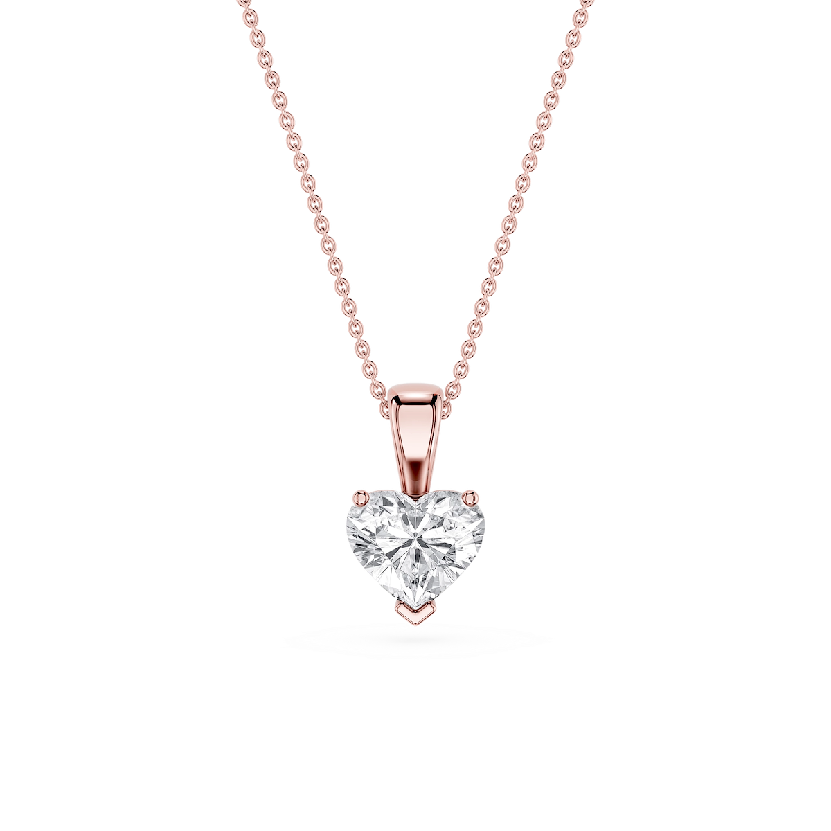 Heart Lab Grown Diamond 3 Prong Solitaire Pendant - 16 to 18 Inches