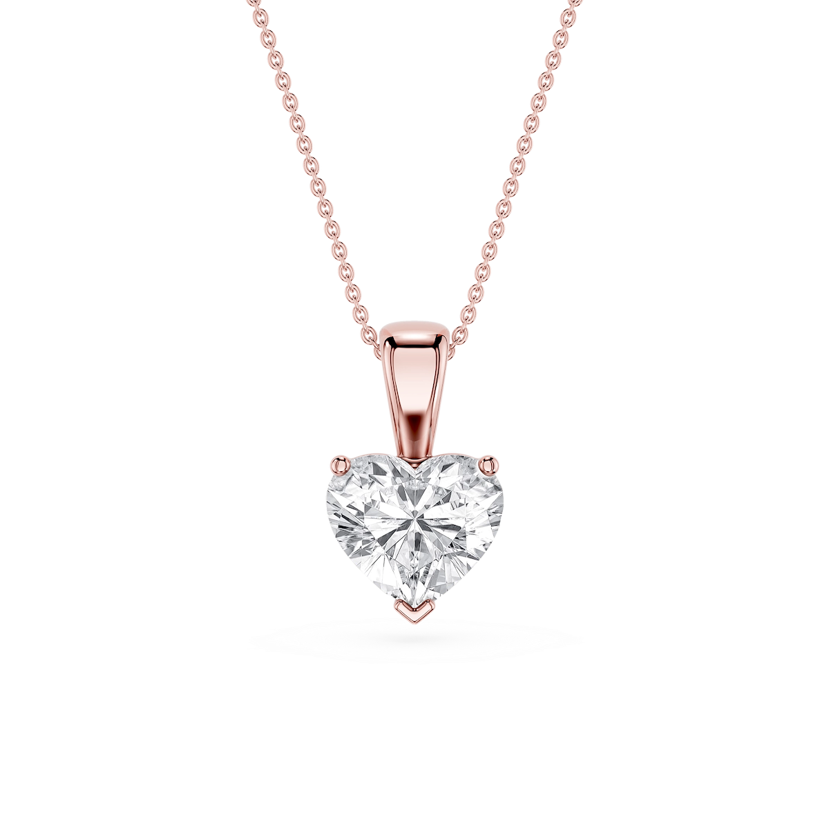 Heart Lab Grown Diamond 3 Prong Solitaire Pendant - 16 to 18 Inches