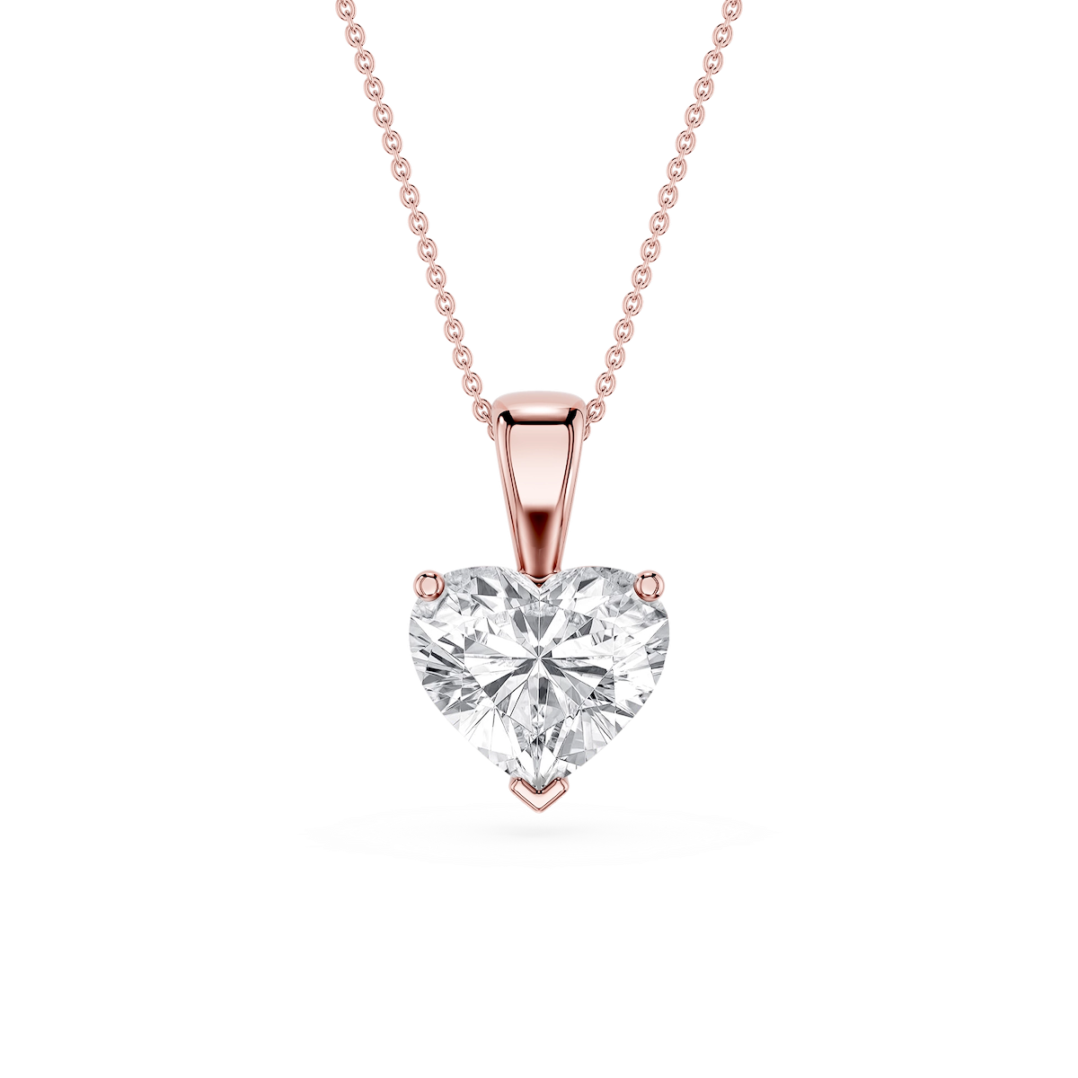 Heart Lab Grown Diamond 3 Prong Solitaire Pendant - 16 to 18 Inches
