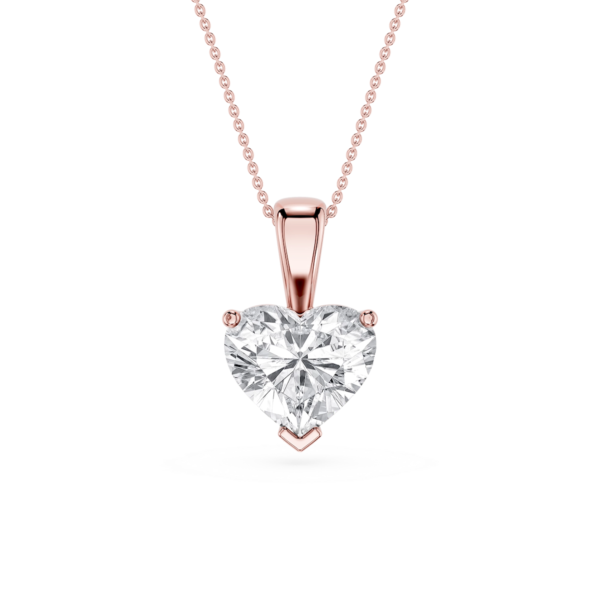 Heart Lab Grown Diamond 3 Prong Solitaire Pendant - 16 to 18 Inches