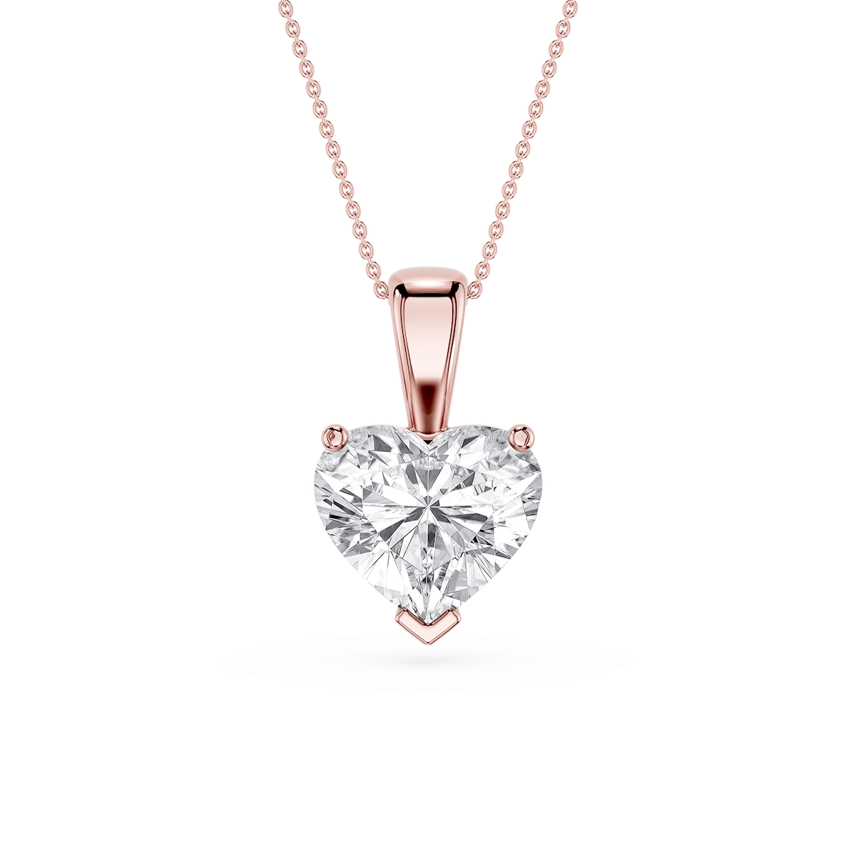 Heart Lab Grown Diamond 3 Prong Solitaire Pendant - 16 to 18 Inches