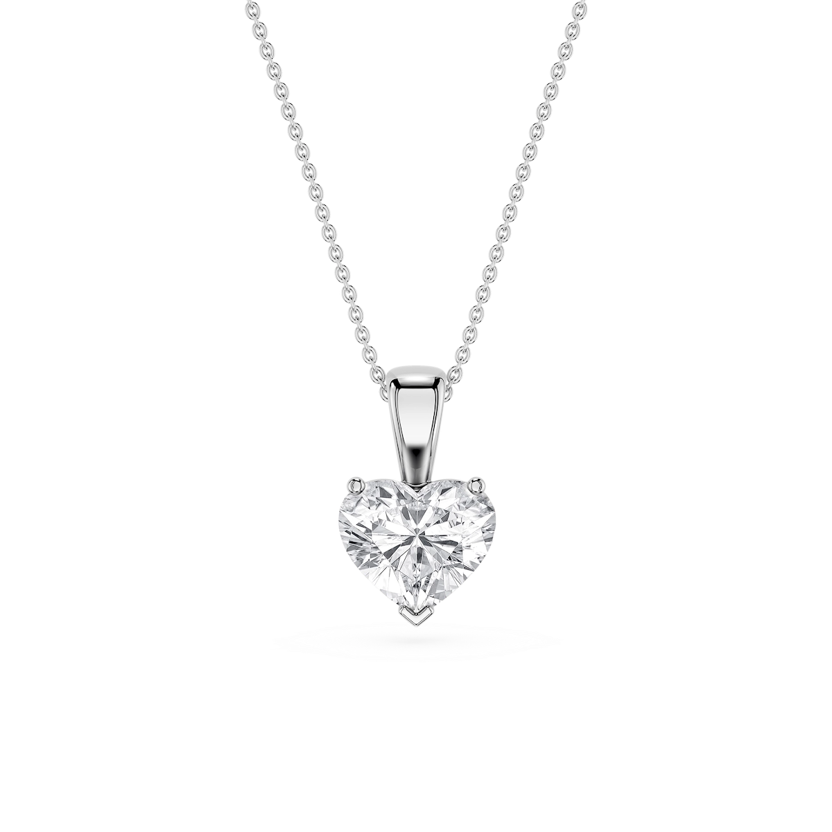 Heart Lab Grown Diamond 3 Prong Solitaire Pendant - 16 to 18 Inches