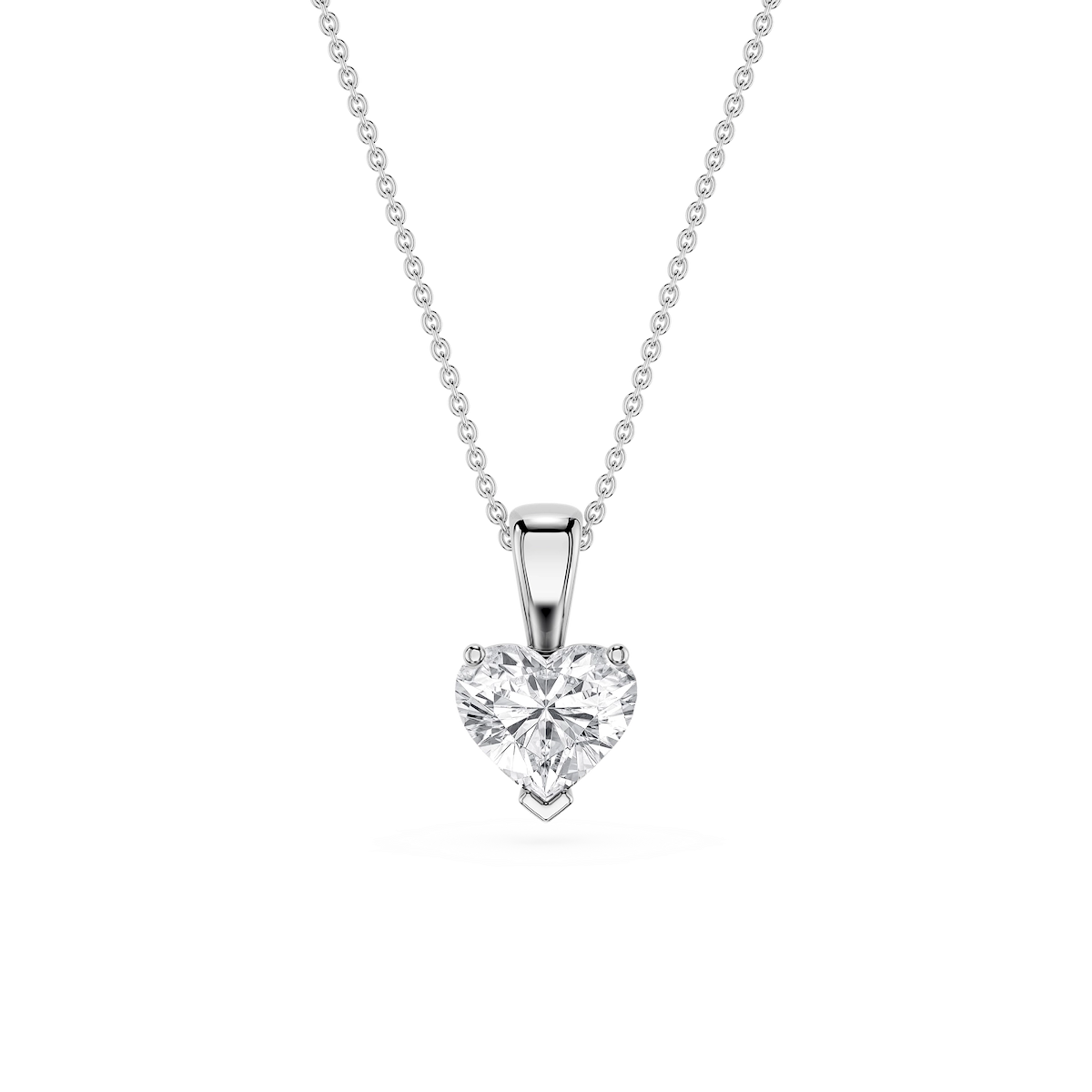 Heart Lab Grown Diamond 3 Prong Solitaire Pendant - 16 to 18 Inches