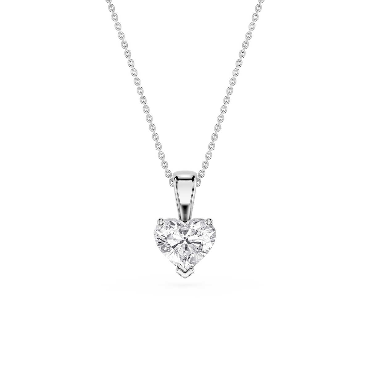 Heart Lab Grown Diamond 3 Prong Solitaire Pendant - 16 to 18 Inches
