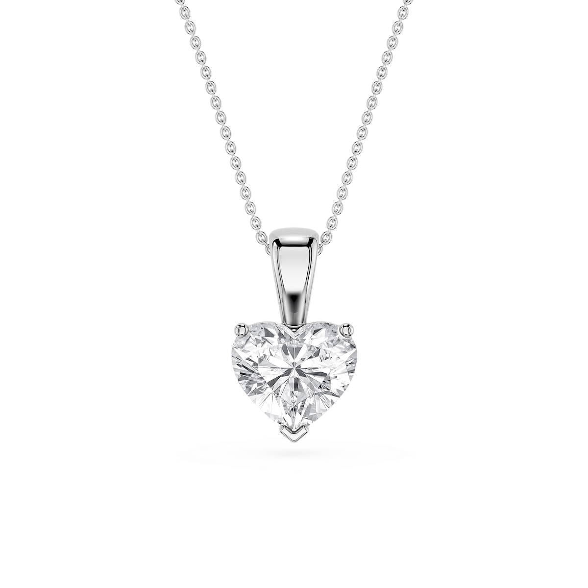 Heart Lab Grown Diamond 3 Prong Solitaire Pendant - 16 to 18 Inches