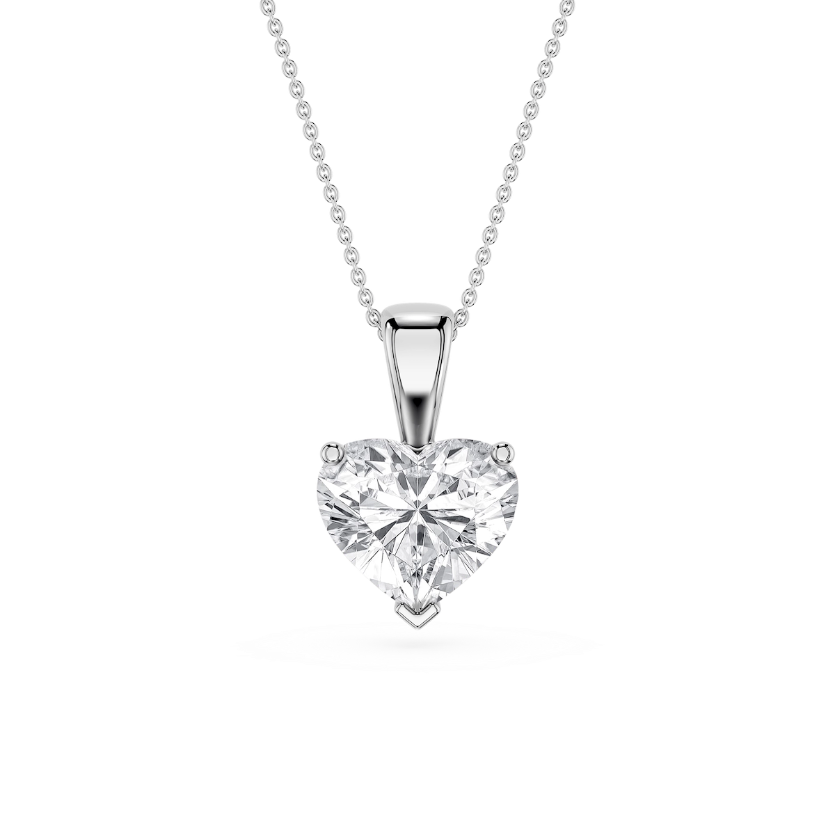 Heart Lab Grown Diamond 3 Prong Solitaire Pendant - 16 to 18 Inches