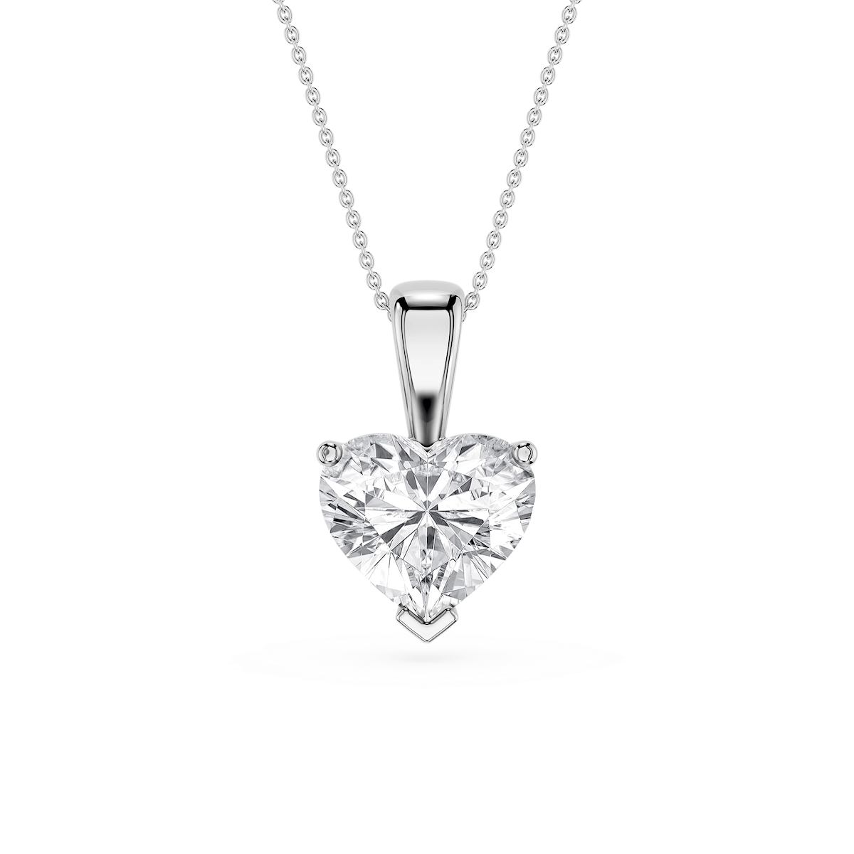 Heart Lab Grown Diamond 3 Prong Solitaire Pendant - 16 to 18 Inches