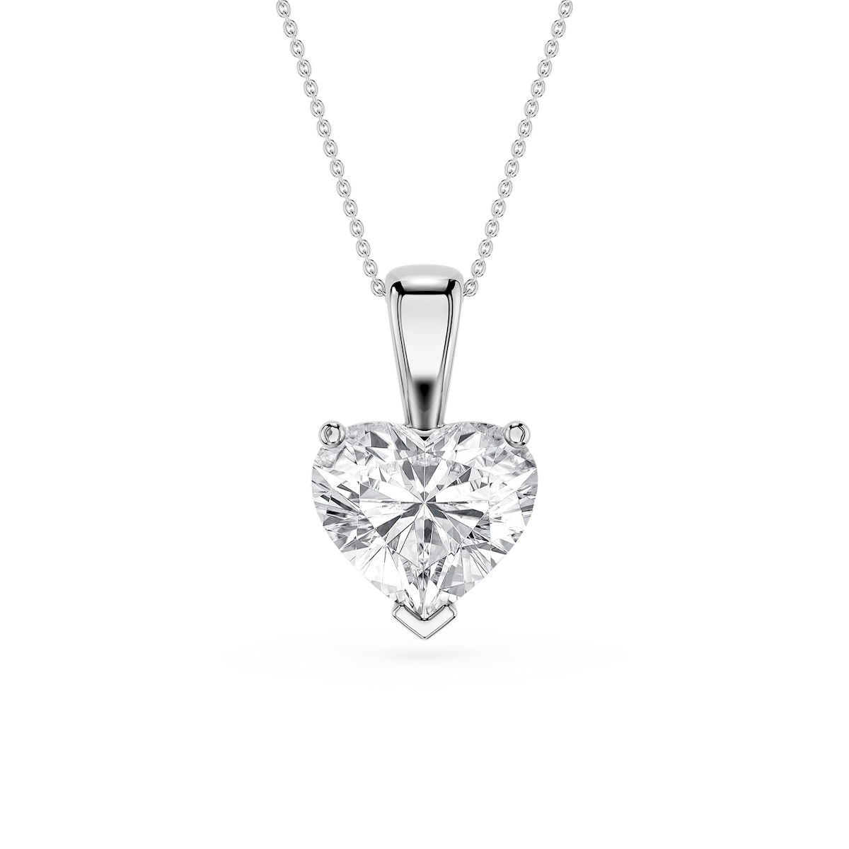Heart Lab Grown Diamond 3 Prong Solitaire Pendant - 16 to 18 Inches