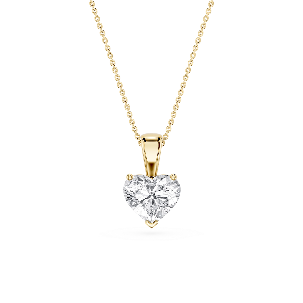 Heart Lab Grown Diamond 3 Prong Solitaire Pendant - 16 to 18 Inches
