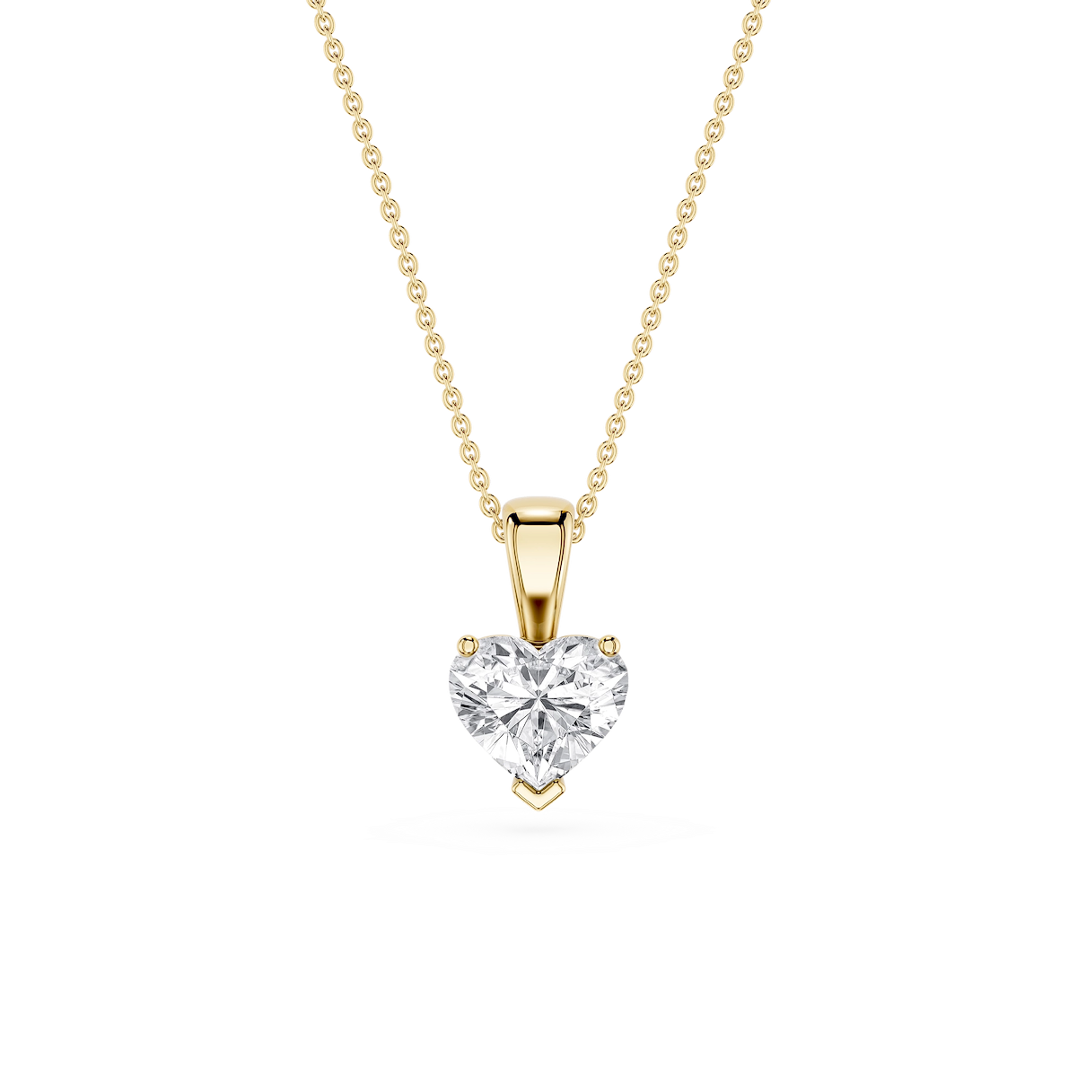 Heart Lab Grown Diamond 3 Prong Solitaire Pendant - 16 to 18 Inches