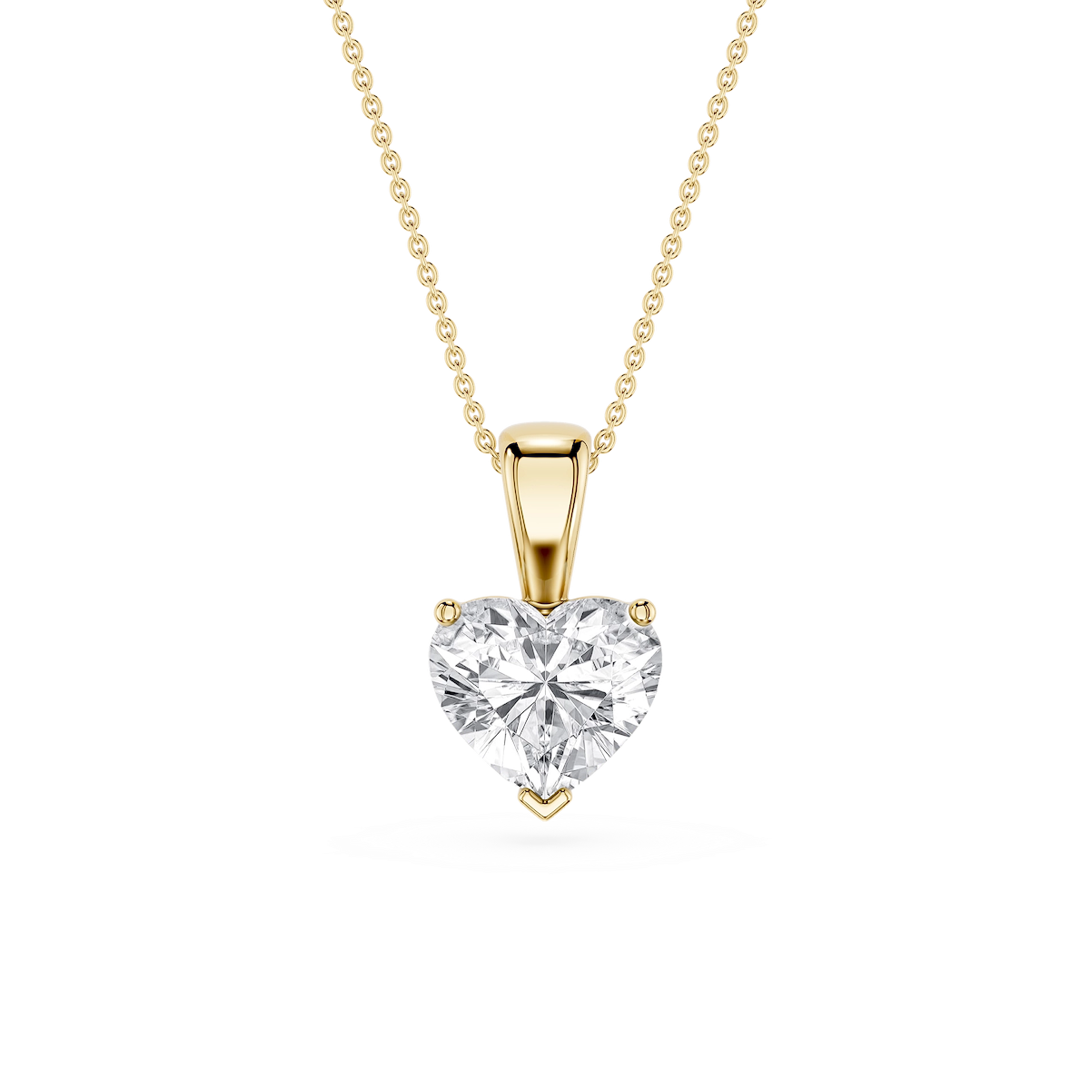 Heart Lab Grown Diamond 3 Prong Solitaire Pendant - 16 to 18 Inches