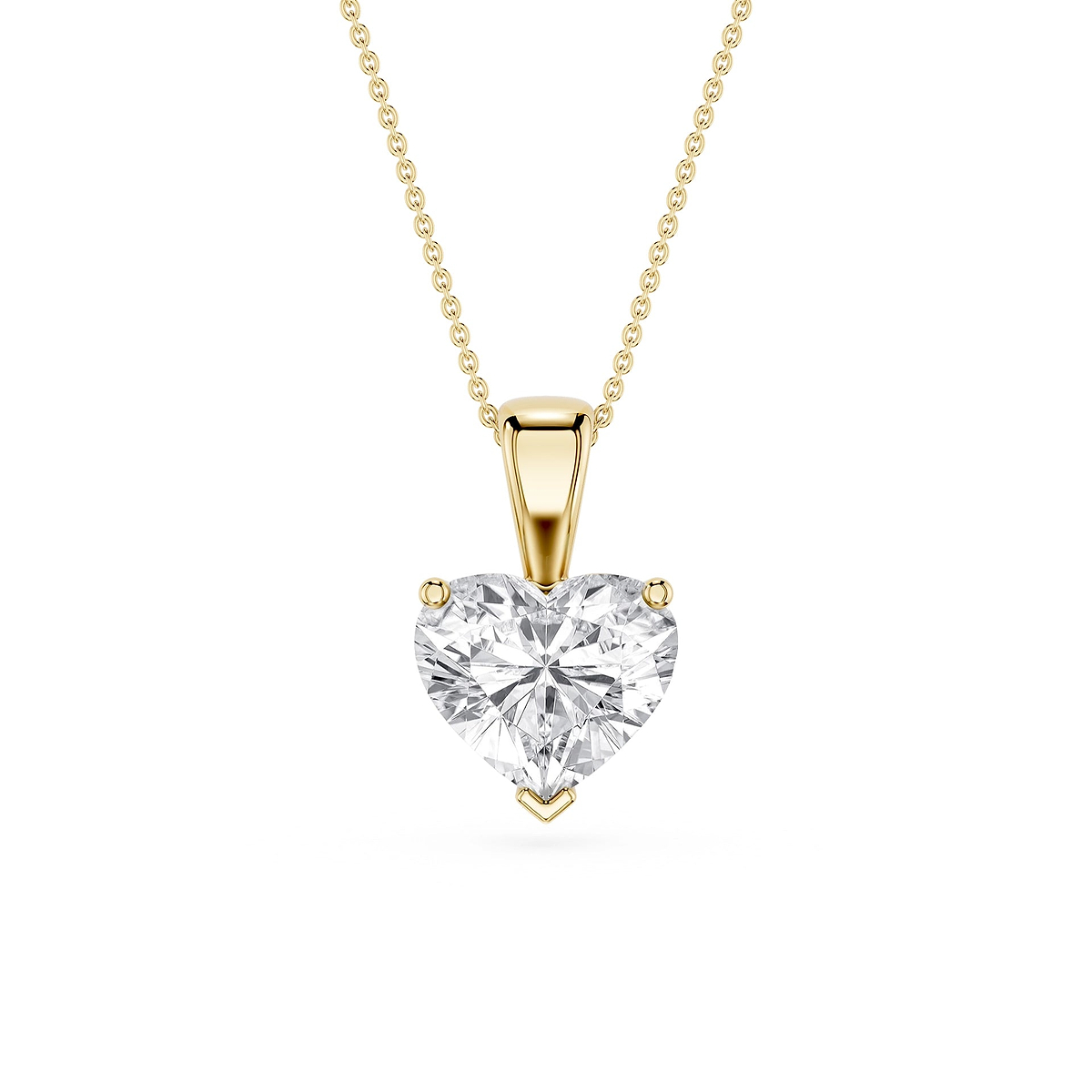 Heart Lab Grown Diamond 3 Prong Solitaire Pendant - 16 to 18 Inches