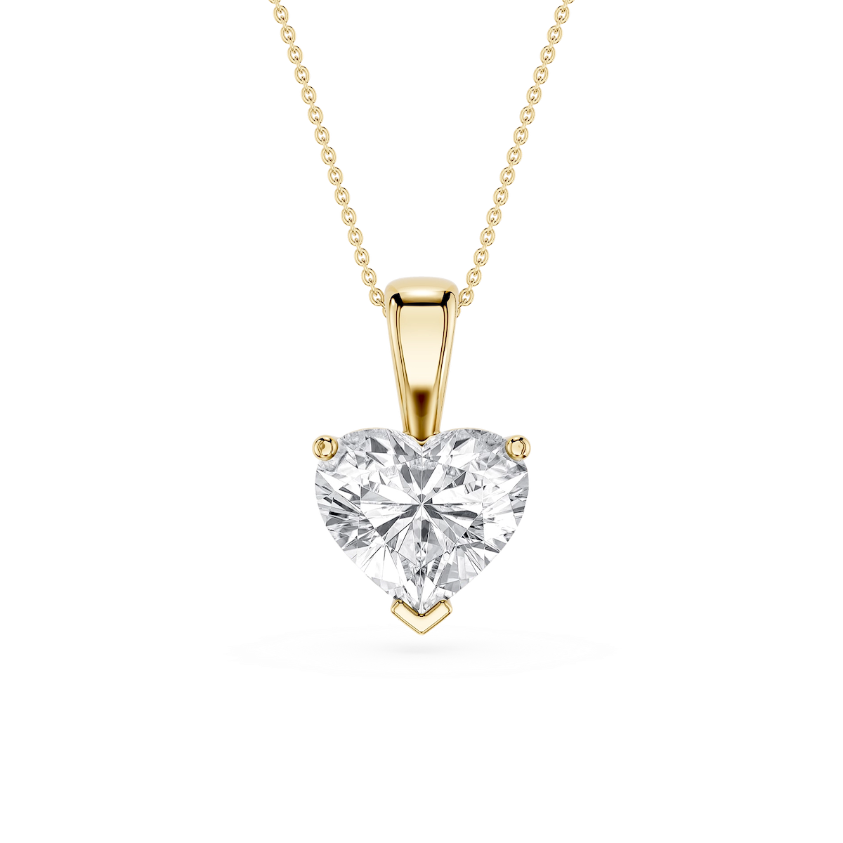 Heart Lab Grown Diamond 3 Prong Solitaire Pendant - 16 to 18 Inches