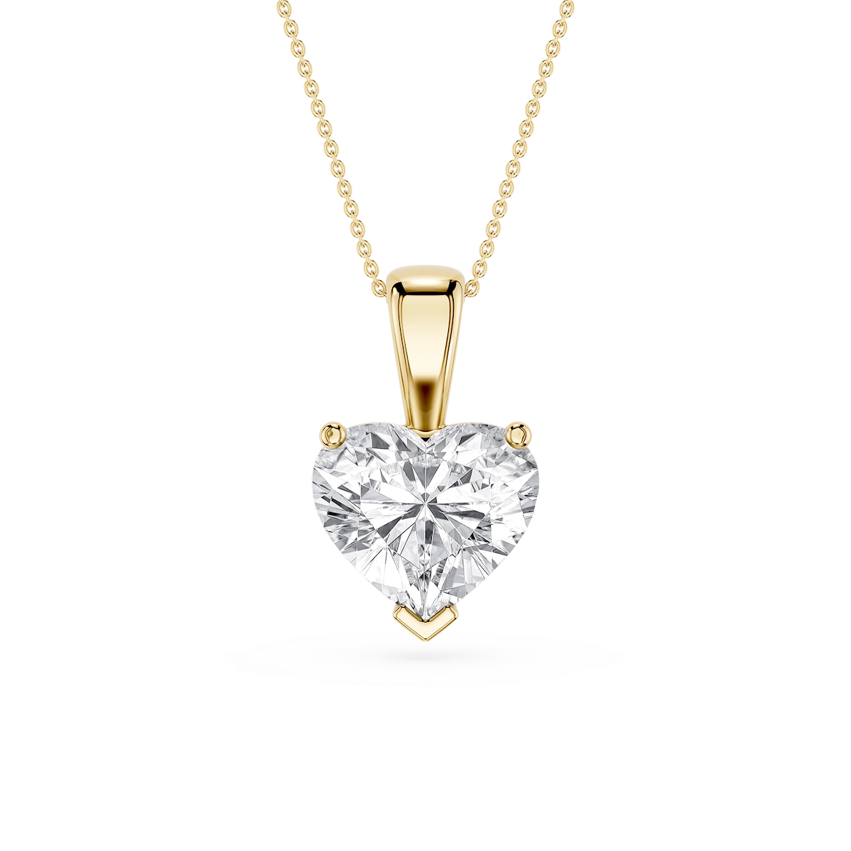 Heart Lab Grown Diamond 3 Prong Solitaire Pendant - 16 to 18 Inches