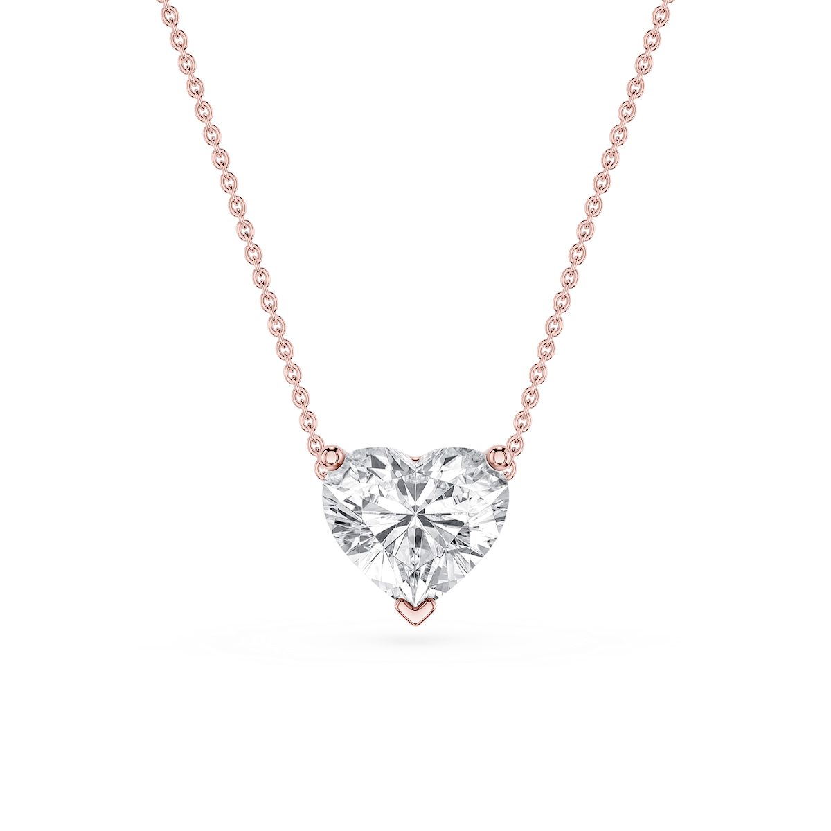Heart Lab Grown Diamond 3 Prong Solitaire Slider Pendant - 16 to 18 Inches