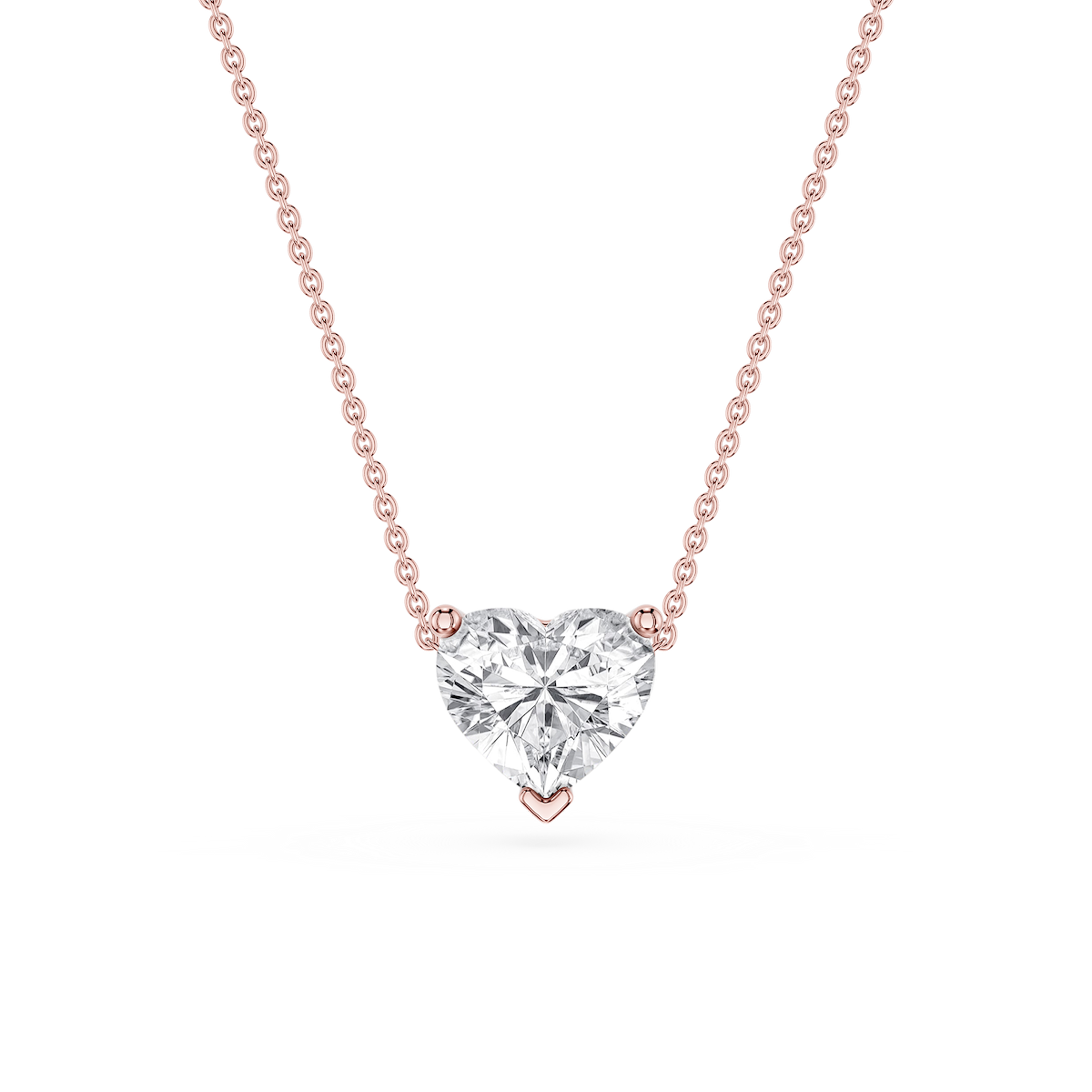 Heart Lab Grown Diamond 3 Prong Solitaire Slider Pendant - 16 to 18 Inches