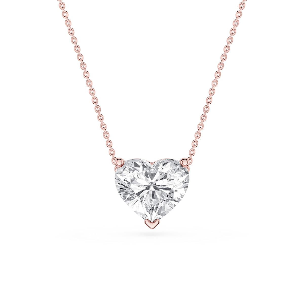 Heart Lab Grown Diamond 3 Prong Solitaire Slider Pendant - 16 to 18 Inches