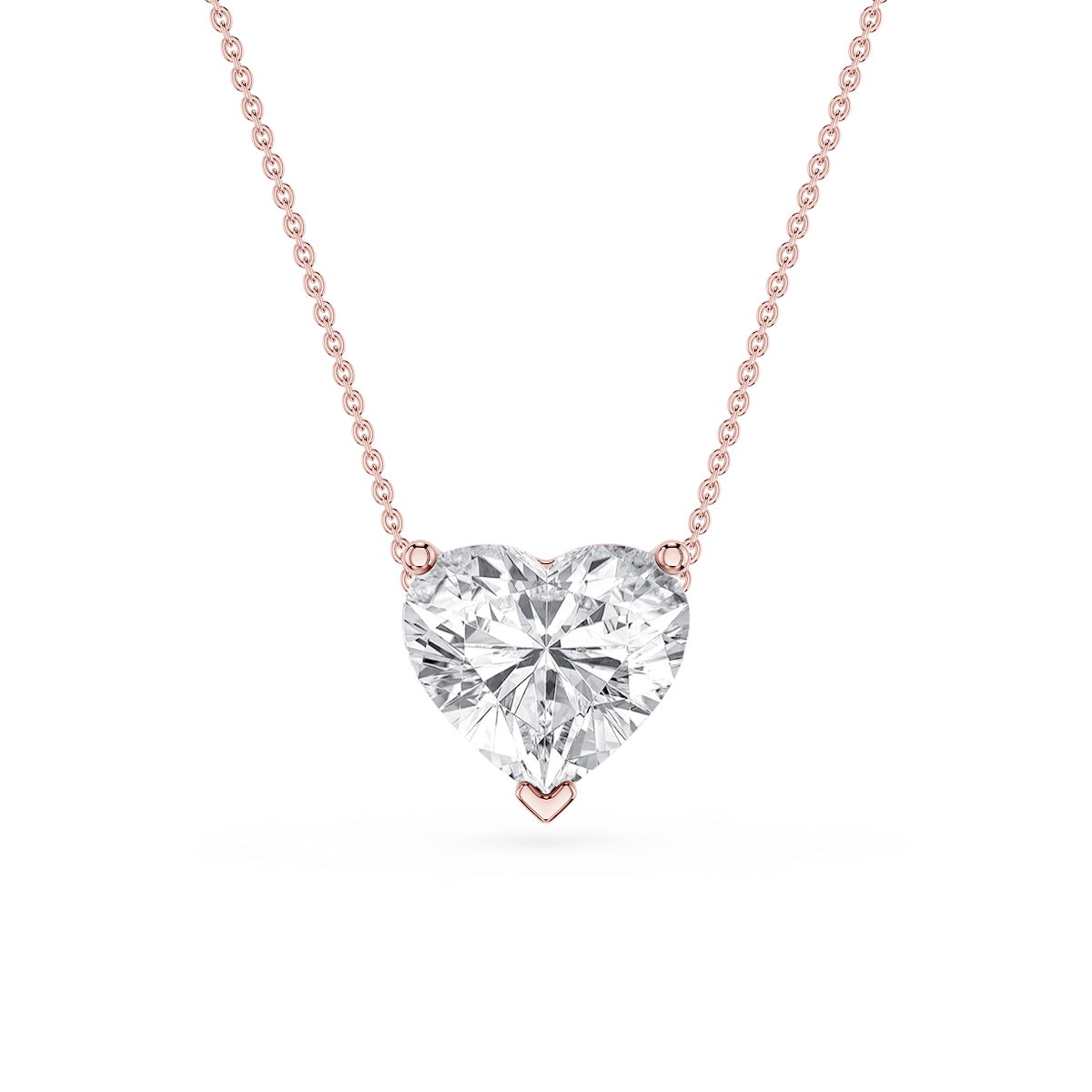 Heart Lab Grown Diamond 3 Prong Solitaire Slider Pendant - 16 to 18 Inches