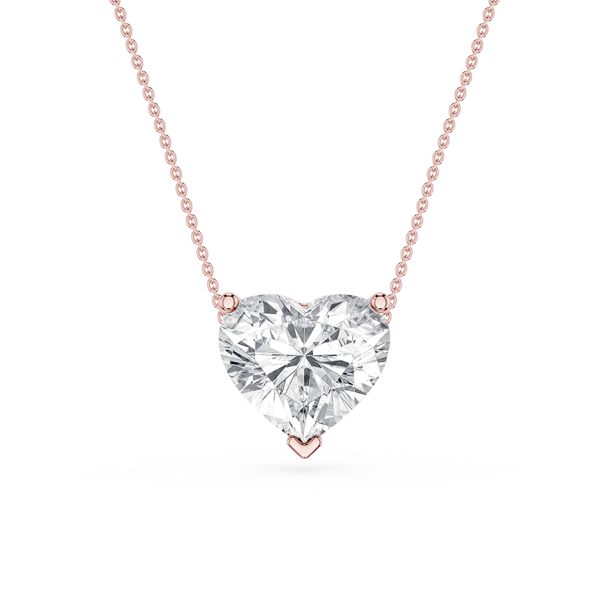 Heart Lab Grown Diamond 3 Prong Solitaire Slider Pendant - 16 to 18 Inches