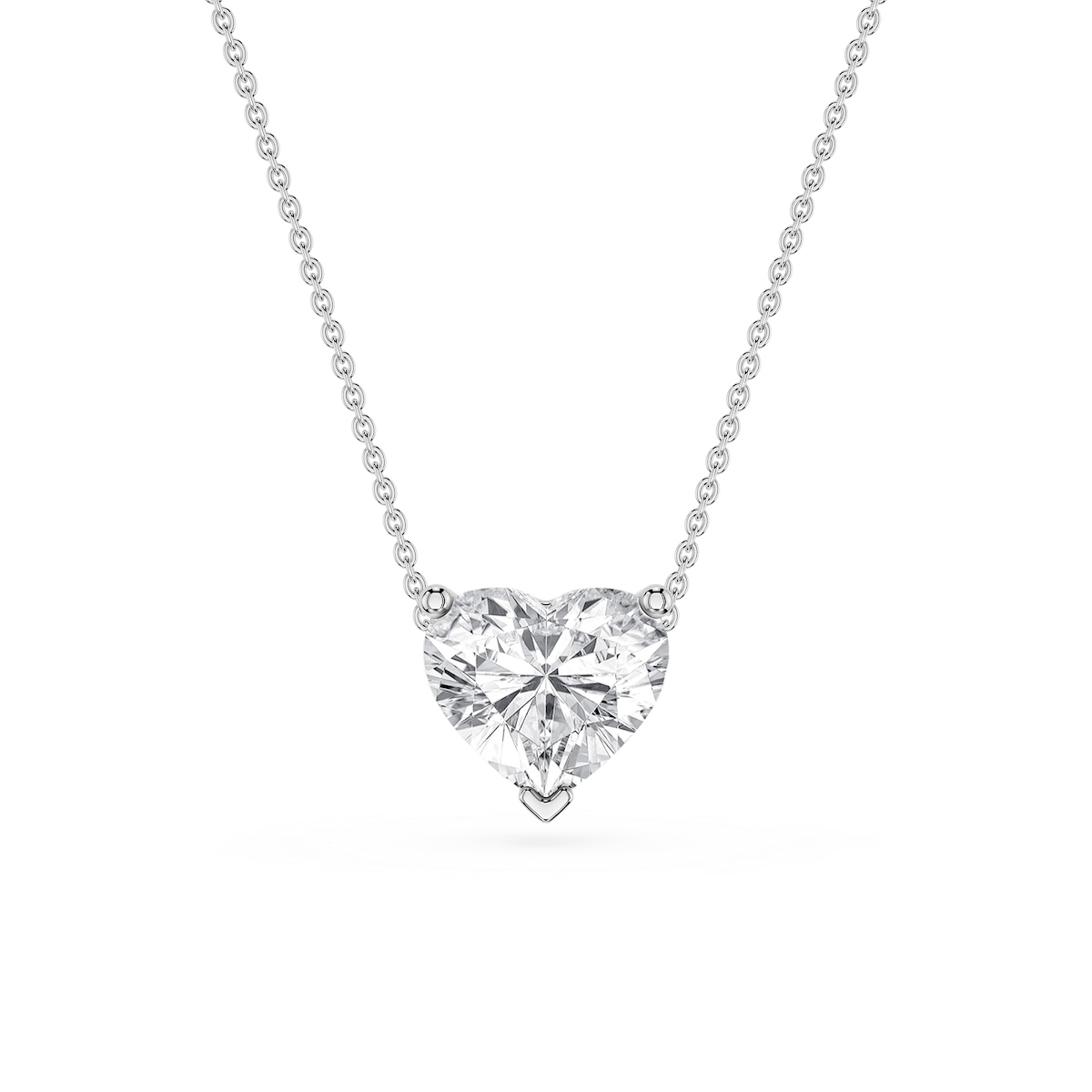 Heart Lab Grown Diamond 3 Prong Solitaire Slider Pendant - 16 to 18 Inches