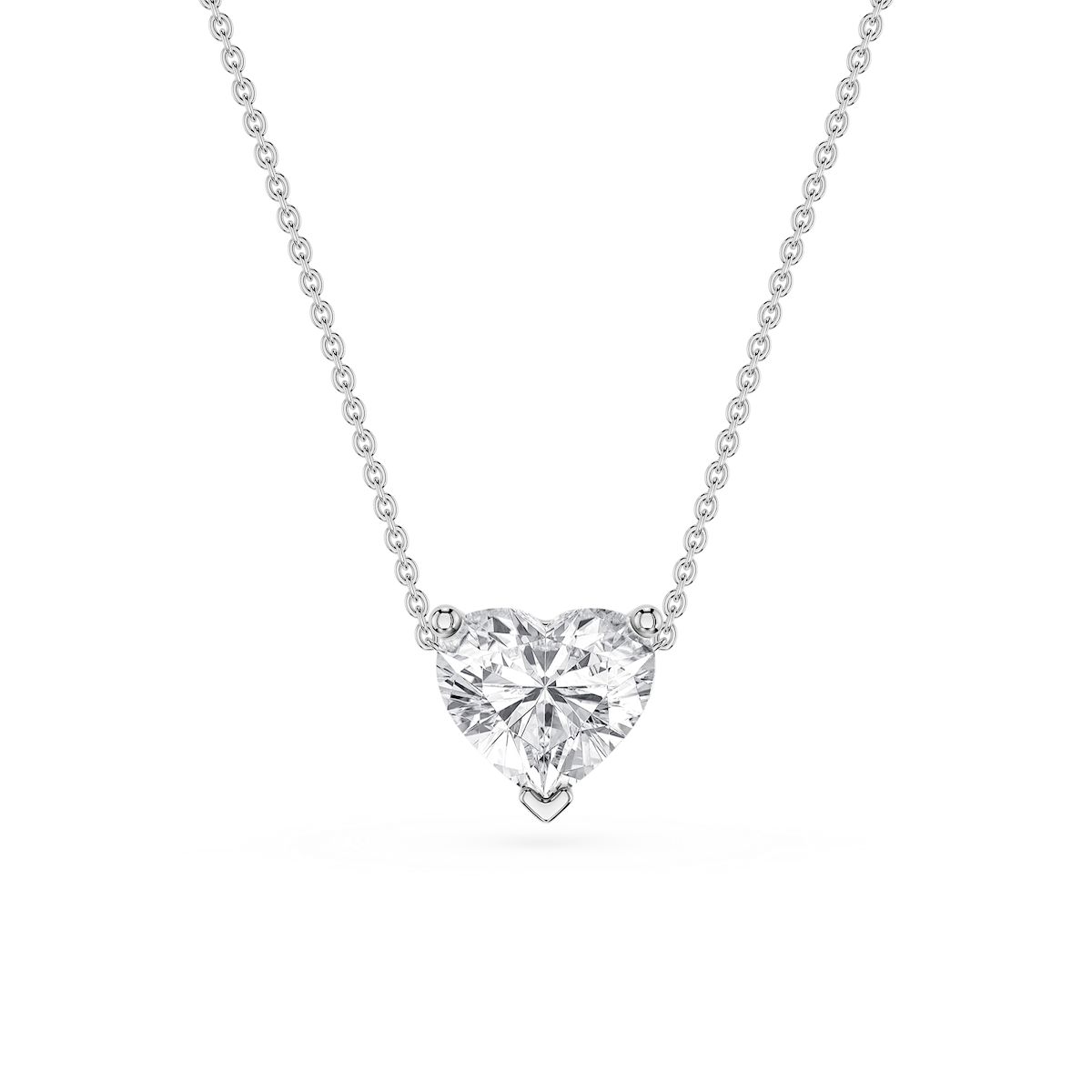 Heart Lab Grown Diamond 3 Prong Solitaire Slider Pendant - 16 to 18 Inches