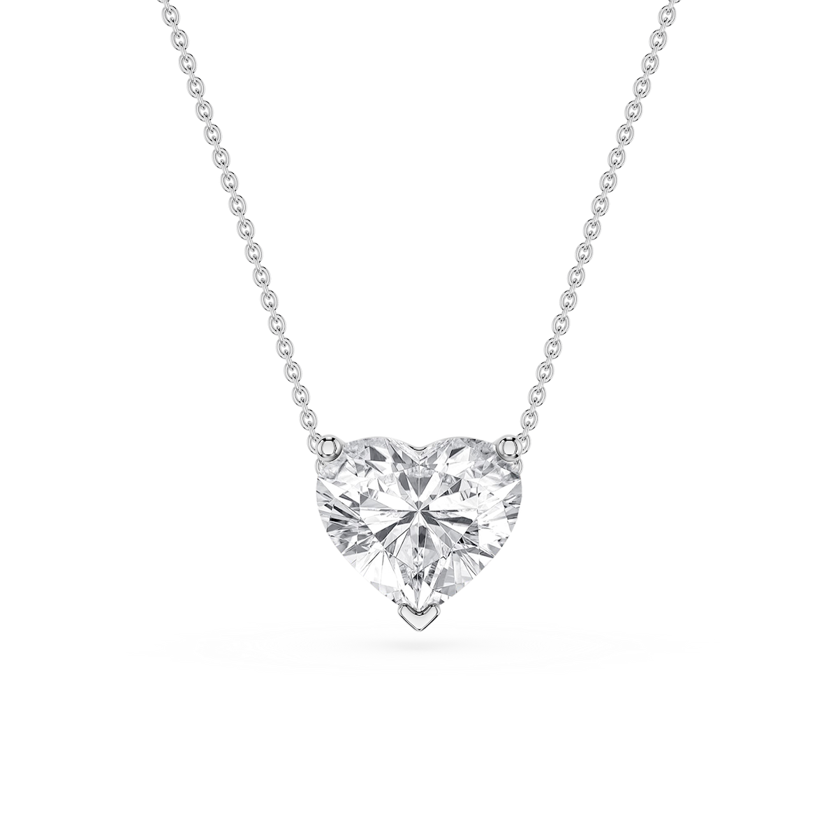 Heart Lab Grown Diamond 3 Prong Solitaire Slider Pendant - 16 to 18 Inches