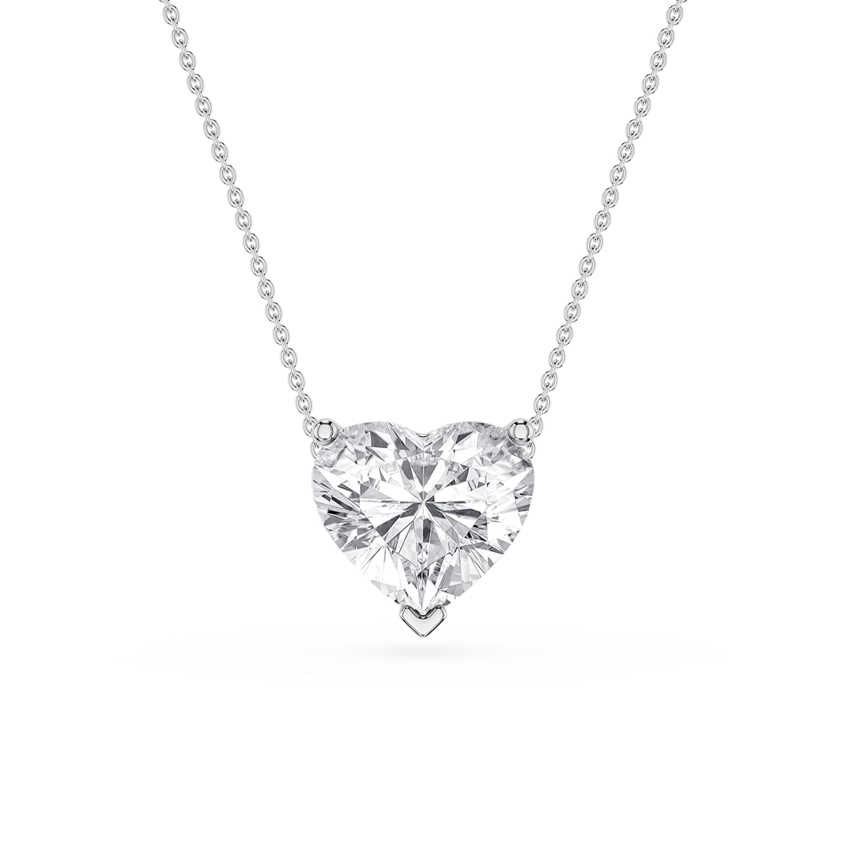 Heart Lab Grown Diamond 3 Prong Solitaire Slider Pendant - 16 to 18 Inches
