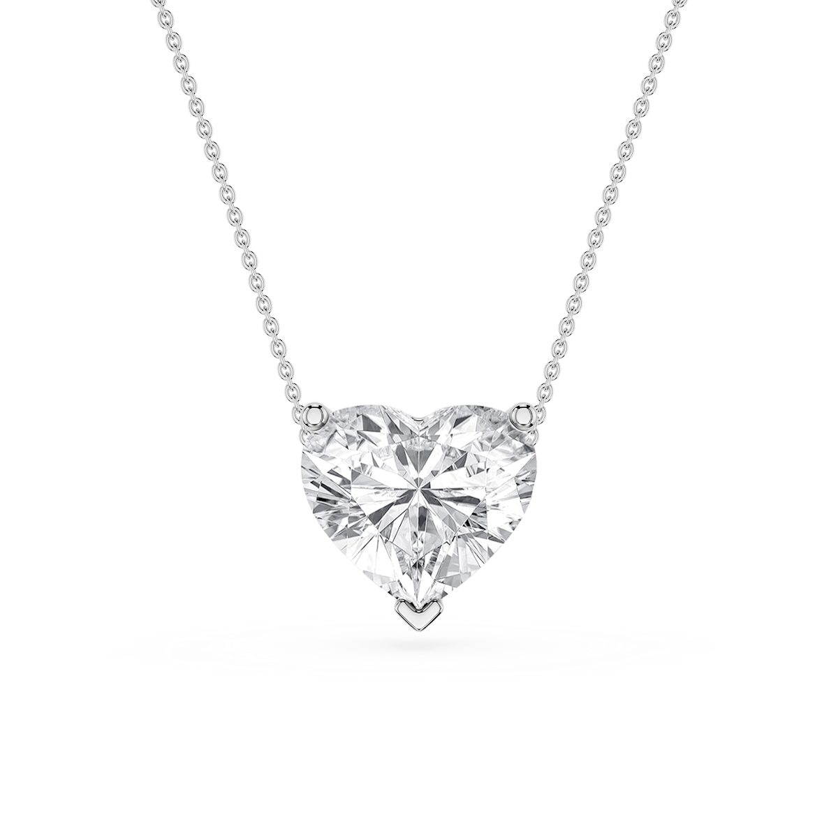 Heart Lab Grown Diamond 3 Prong Solitaire Slider Pendant - 16 to 18 Inches