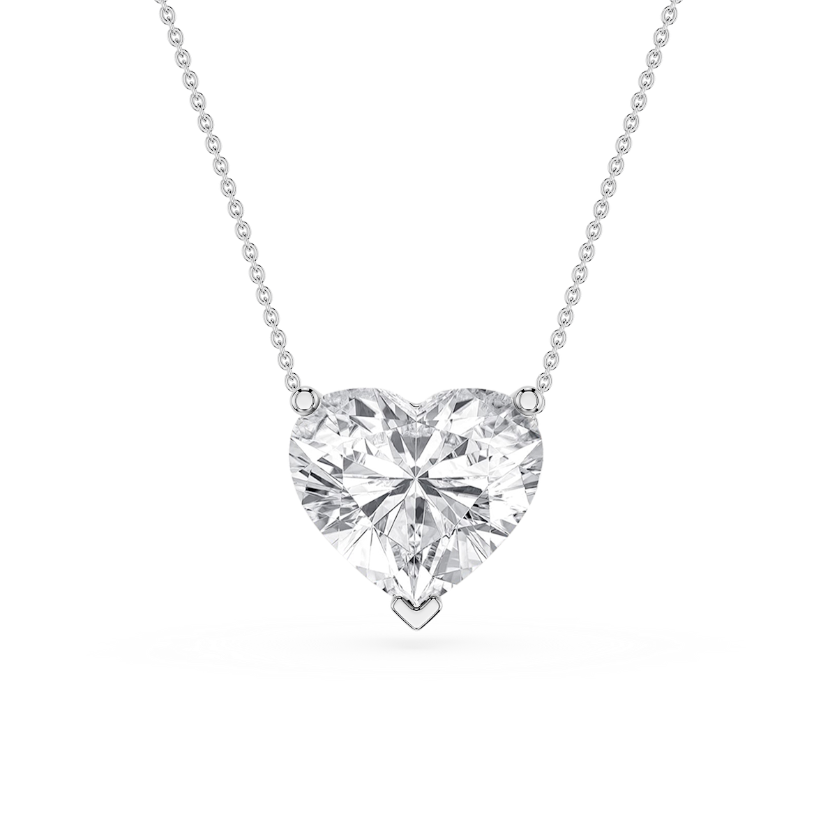 Heart Lab Grown Diamond 3 Prong Solitaire Slider Pendant - 16 to 18 Inches