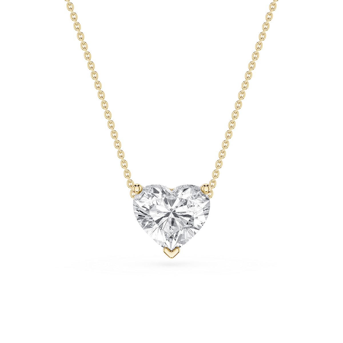 Heart Lab Grown Diamond 3 Prong Solitaire Slider Pendant - 16 to 18 Inches