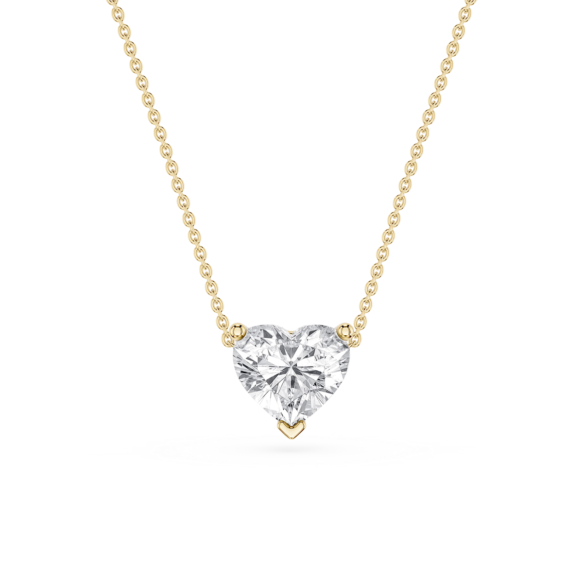 Heart Lab Grown Diamond 3 Prong Solitaire Slider Pendant - 16 to 18 Inches