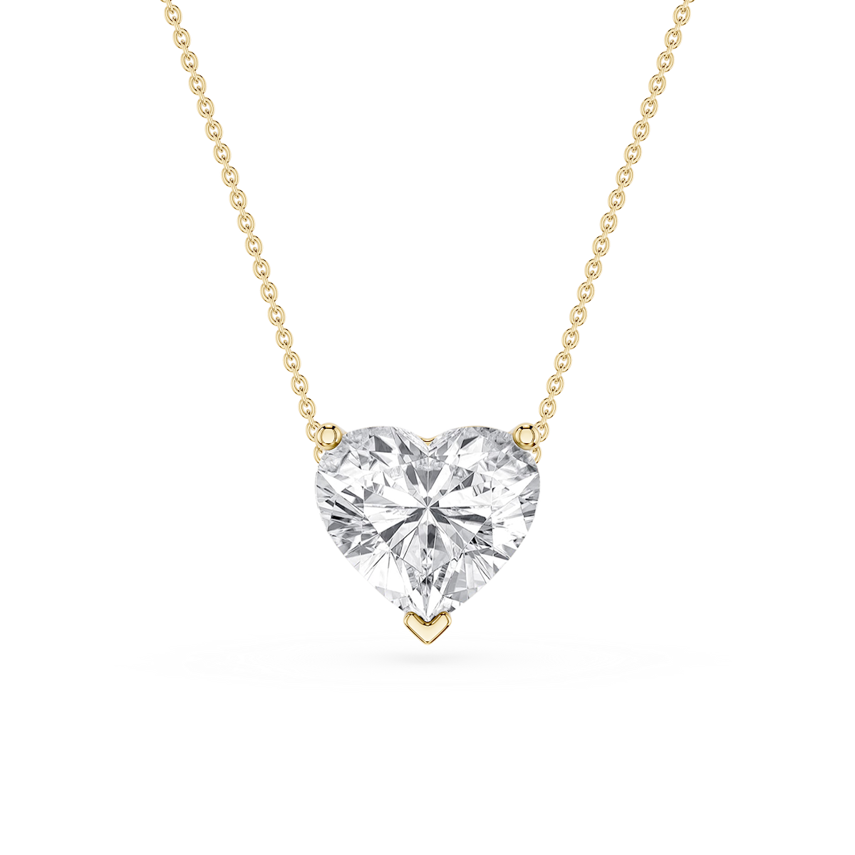 Heart Lab Grown Diamond 3 Prong Solitaire Slider Pendant - 16 to 18 Inches