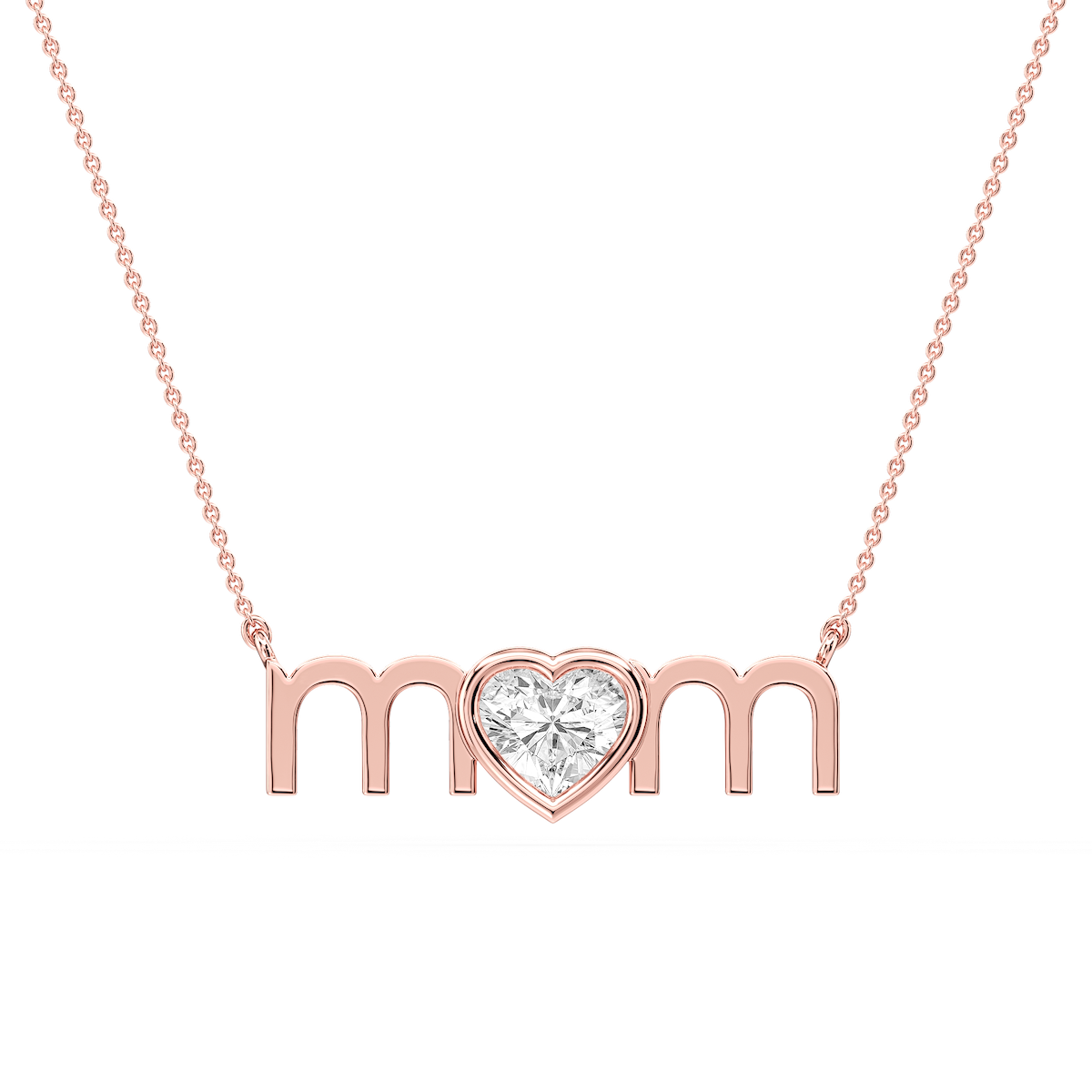 Heart Lab Grown Diamond Bezel Mom Pendant - 16 to 18 Inches