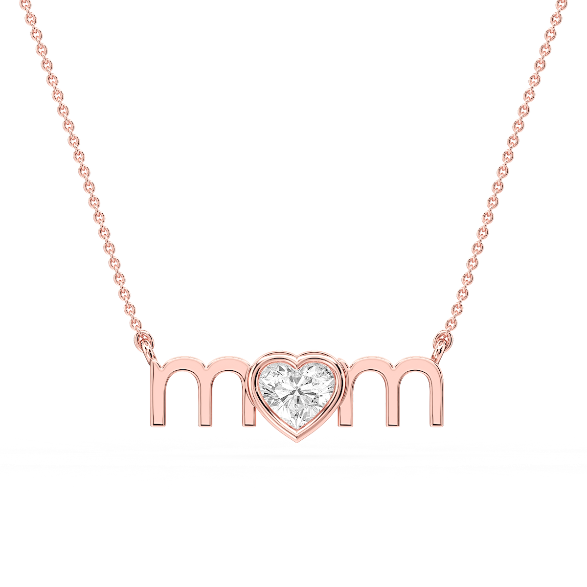 Heart Lab Grown Diamond Bezel Mom Pendant - 16 to 18 Inches