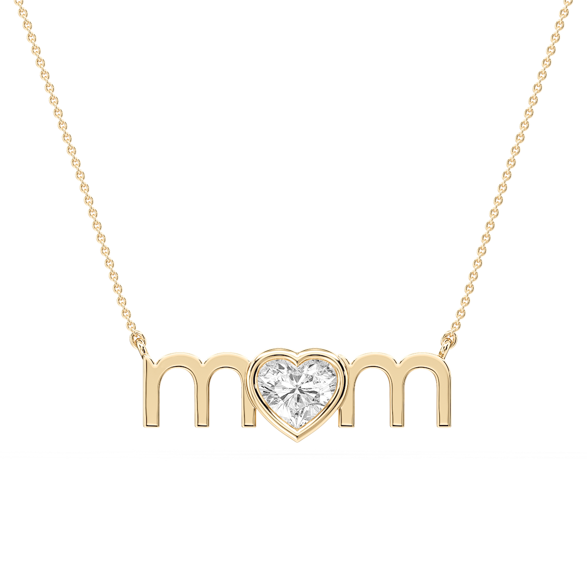 Heart Lab Grown Diamond Bezel Mom Pendant - 16 to 18 Inches