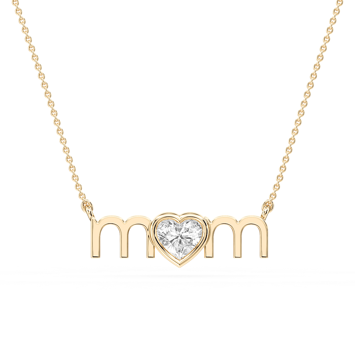 Heart Lab Grown Diamond Bezel Mom Pendant - 16 to 18 Inches