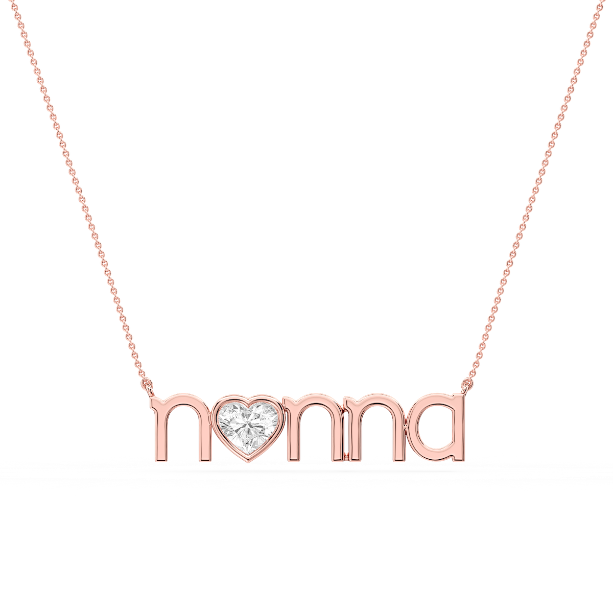 Heart Lab Grown Diamond Bezel Nonna Pendant - 16 to 18 Inches