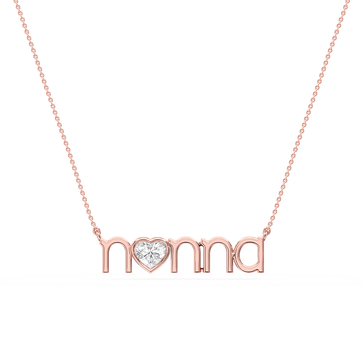 Heart Lab Grown Diamond Bezel Nonna Pendant - 16 to 18 Inches