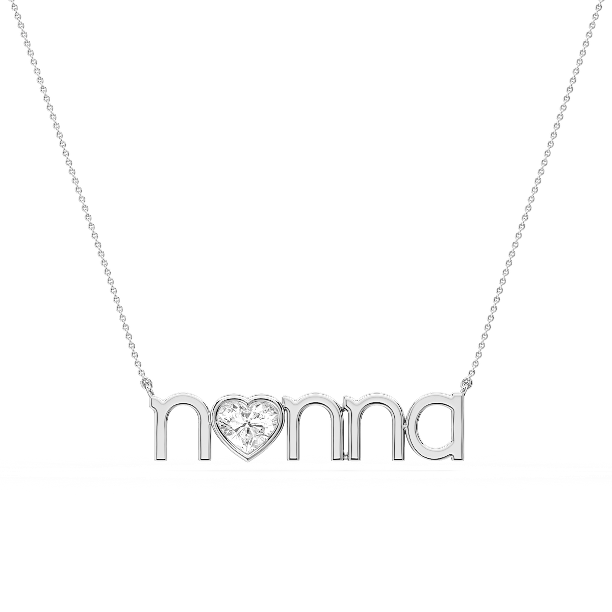 Heart Lab Grown Diamond Bezel Nonna Pendant - 16 to 18 Inches