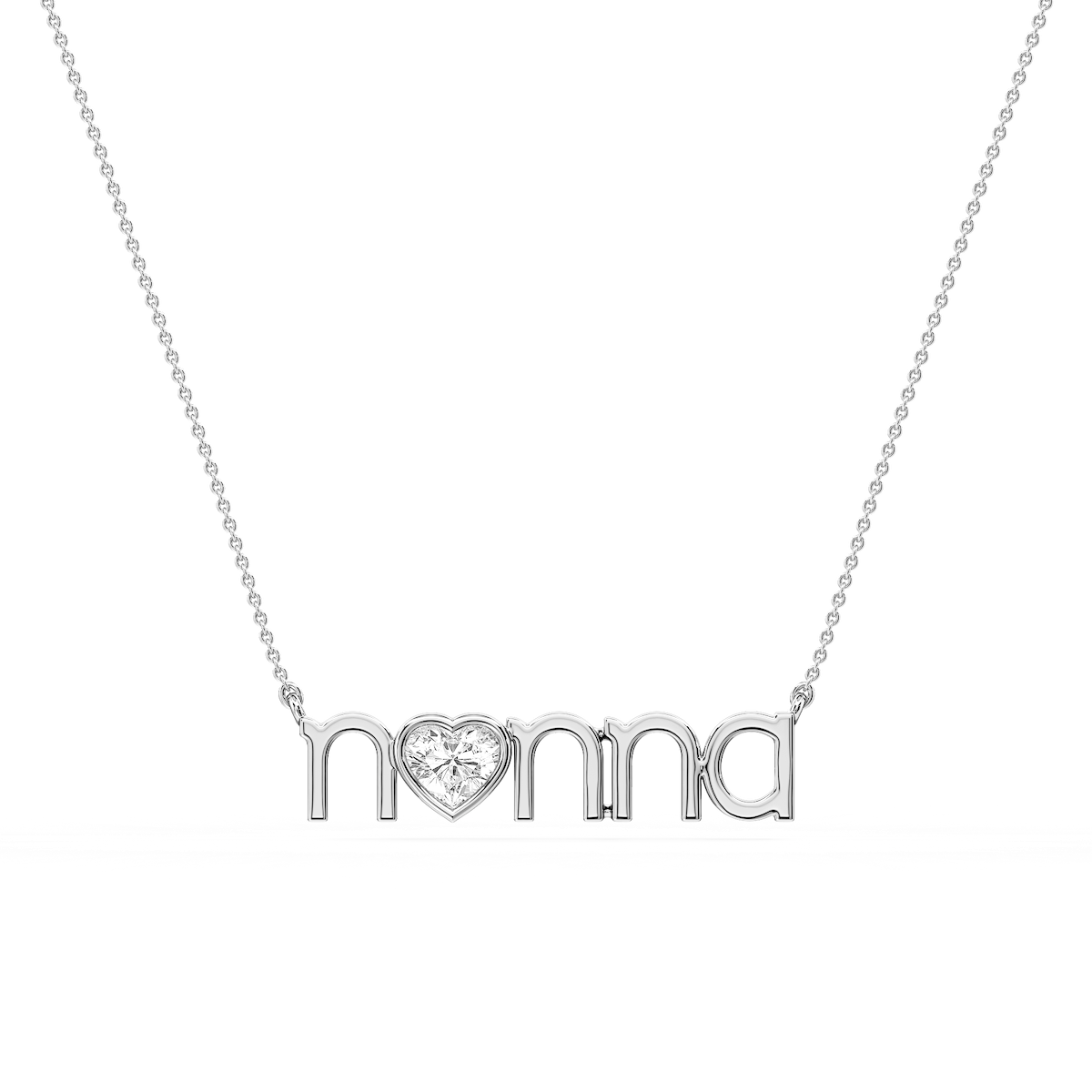 Heart Lab Grown Diamond Bezel Nonna Pendant - 16 to 18 Inches