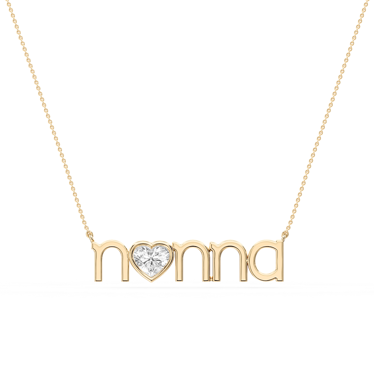 Heart Lab Grown Diamond Bezel Nonna Pendant - 16 to 18 Inches