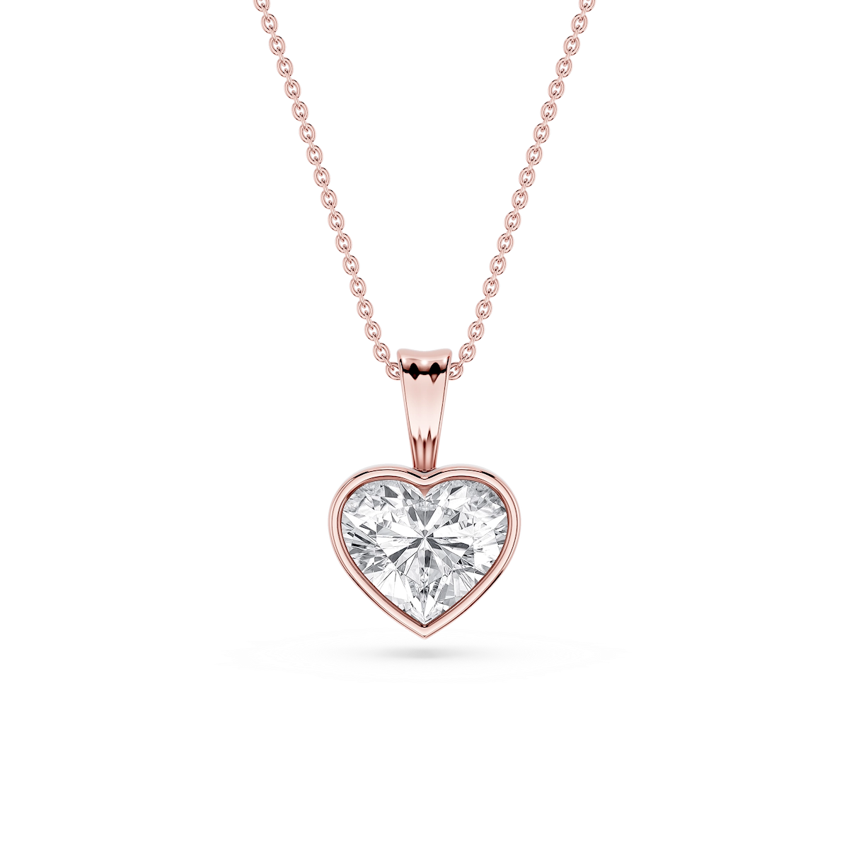 Heart Lab Grown Diamond Bezel Set Bail Solitaire Pendant - 16 to 18 Inches