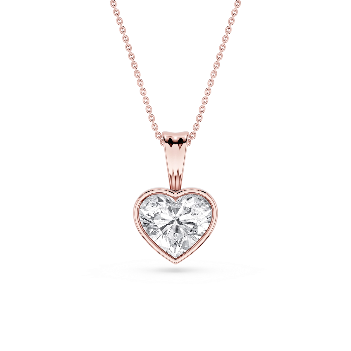 Heart Lab Grown Diamond Bezel Set Bail Solitaire Pendant - 16 to 18 Inches
