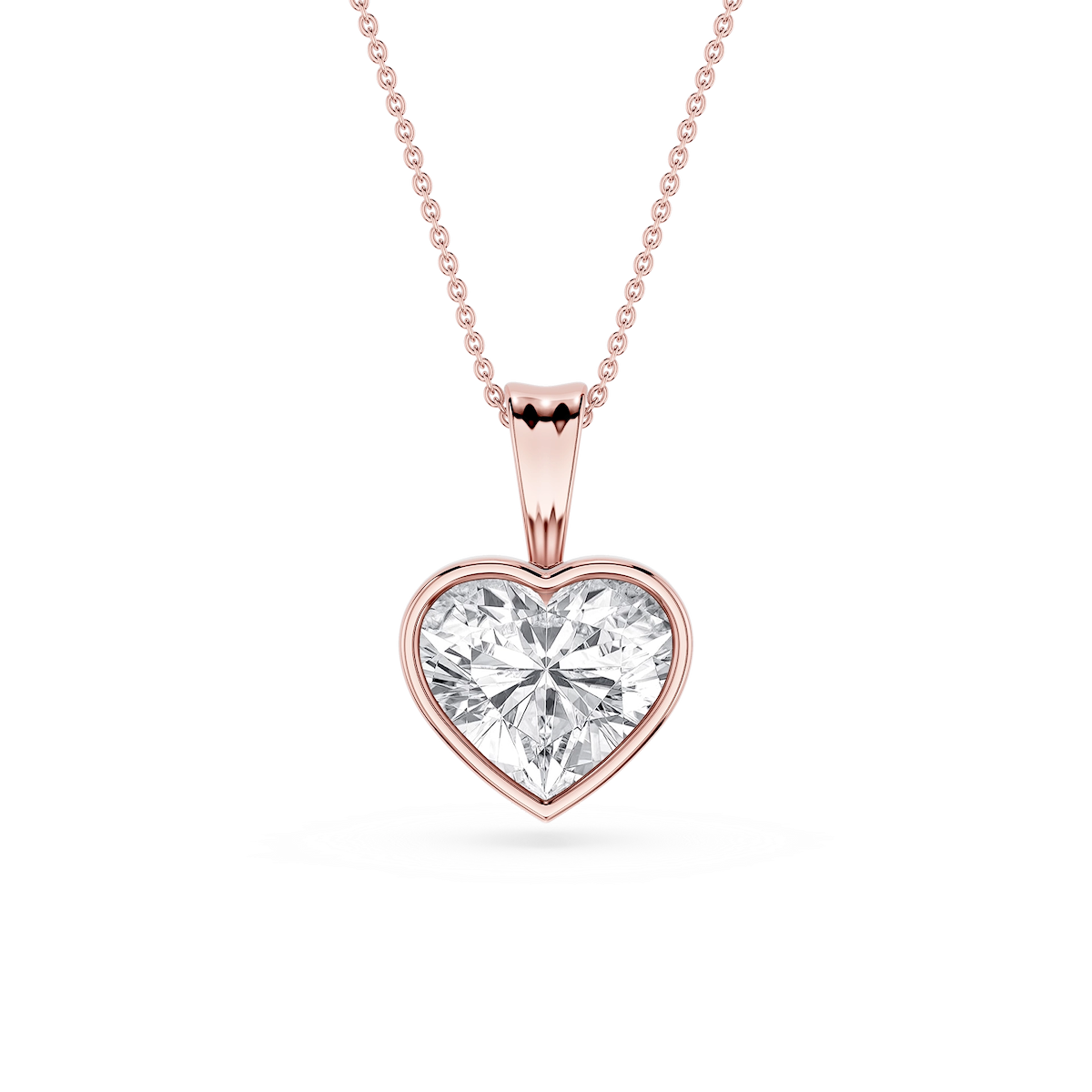 Heart Lab Grown Diamond Bezel Set Bail Solitaire Pendant - 16 to 18 Inches