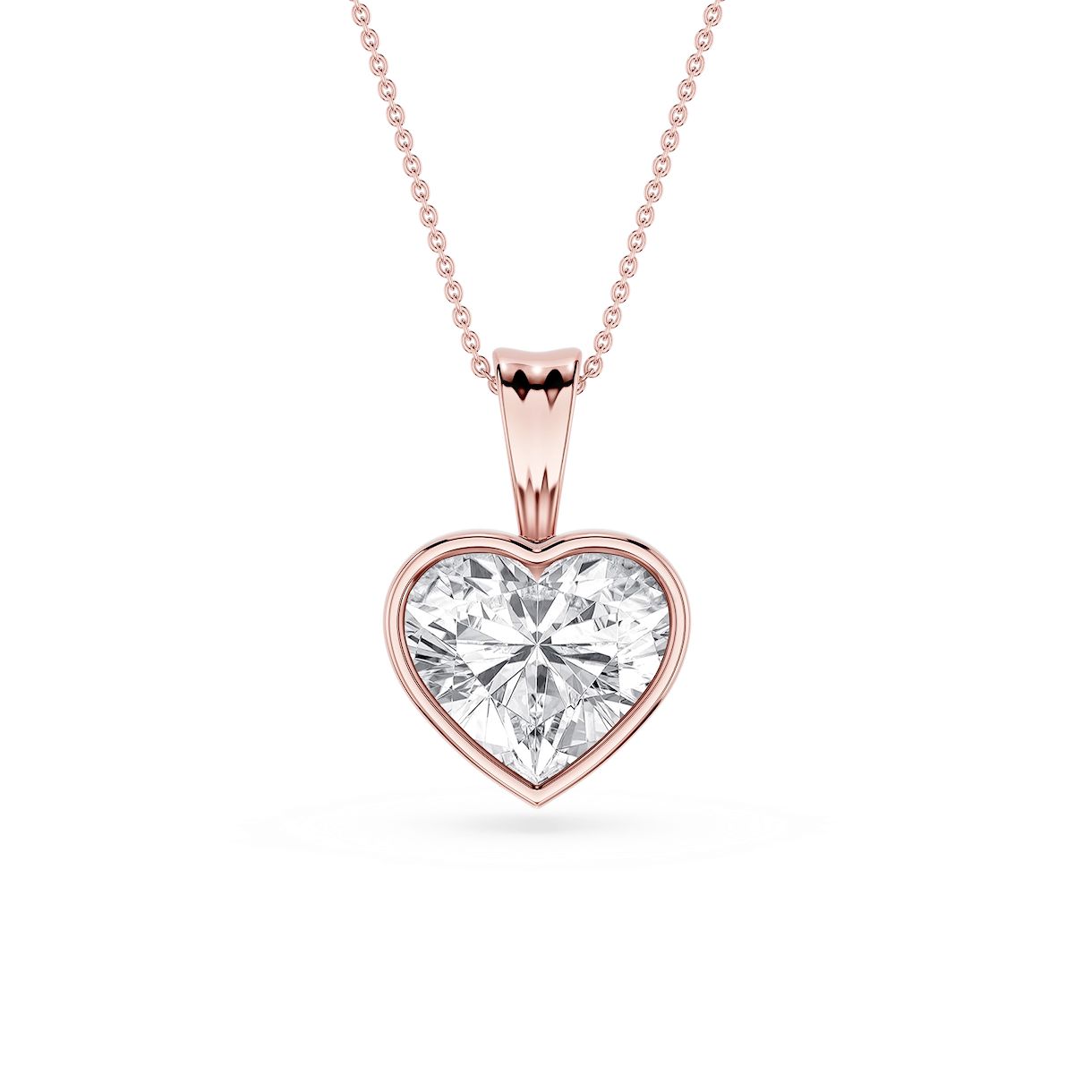 Heart Lab Grown Diamond Bezel Set Bail Solitaire Pendant - 16 to 18 Inches