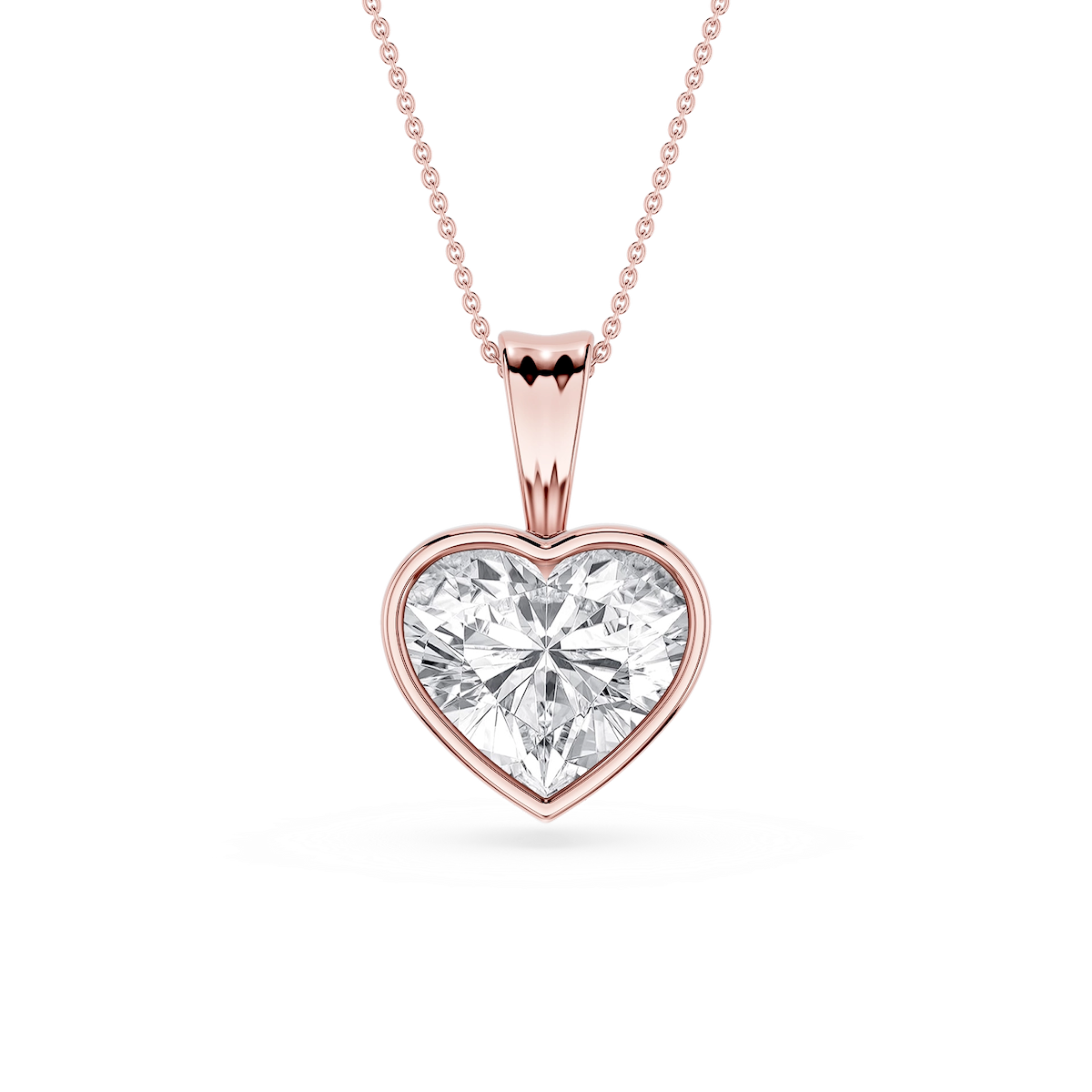 Heart Lab Grown Diamond Bezel Set Bail Solitaire Pendant - 16 to 18 Inches