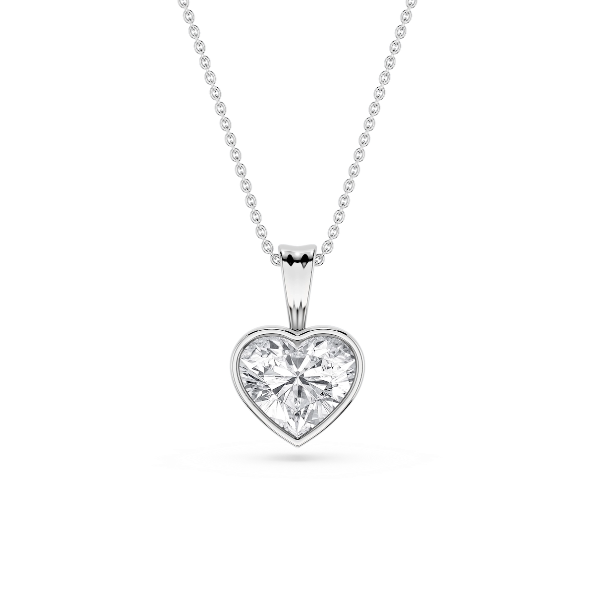Heart Lab Grown Diamond Bezel Set Bail Solitaire Pendant - 16 to 18 Inches