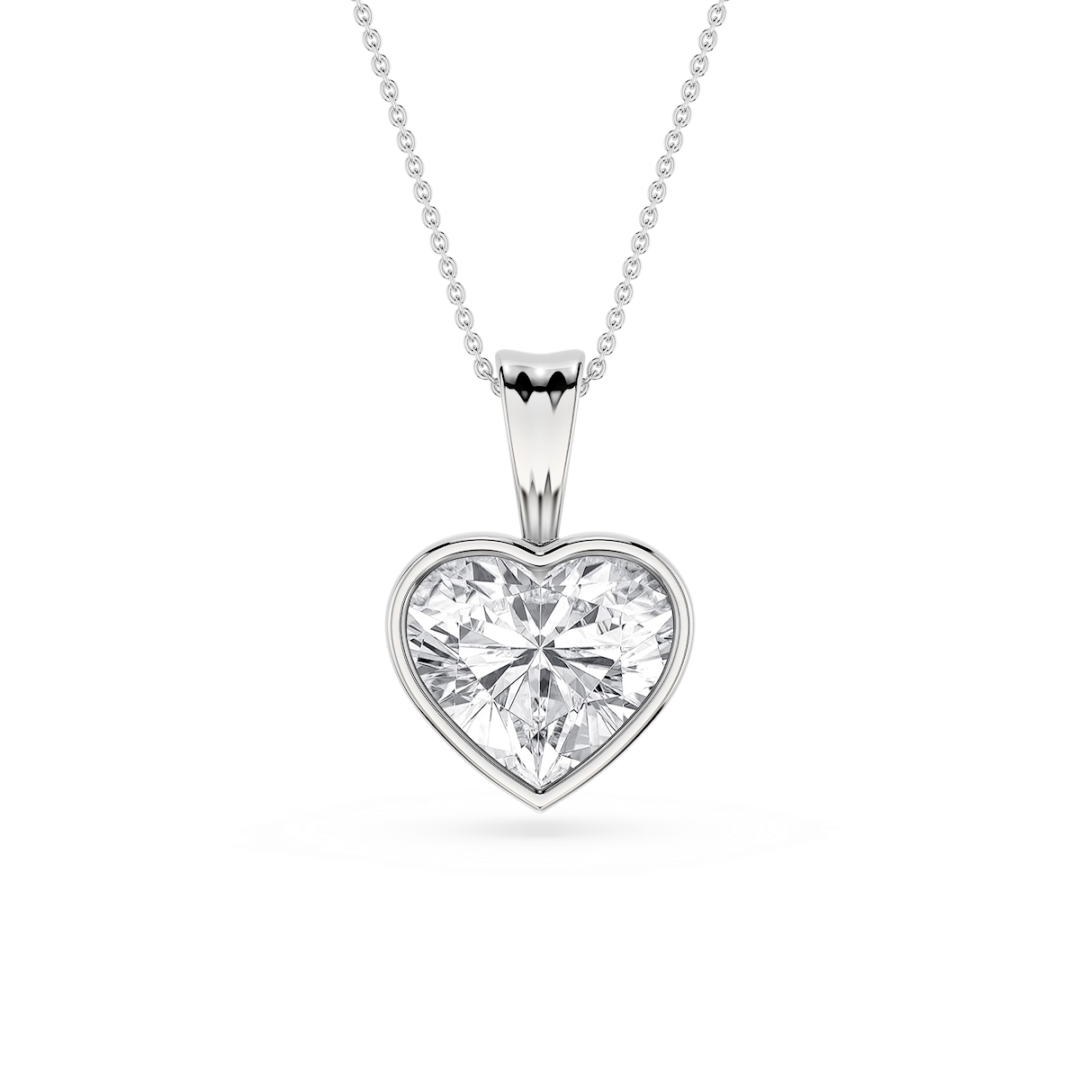 Heart Lab Grown Diamond Bezel Set Bail Solitaire Pendant - 16 to 18 Inches