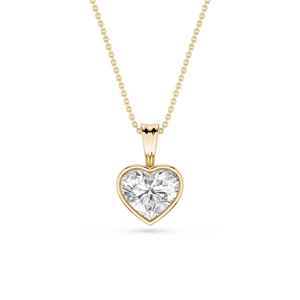 Heart Lab Grown Diamond Bezel Set Bail Solitaire Pendant - 16 to 18 Inches