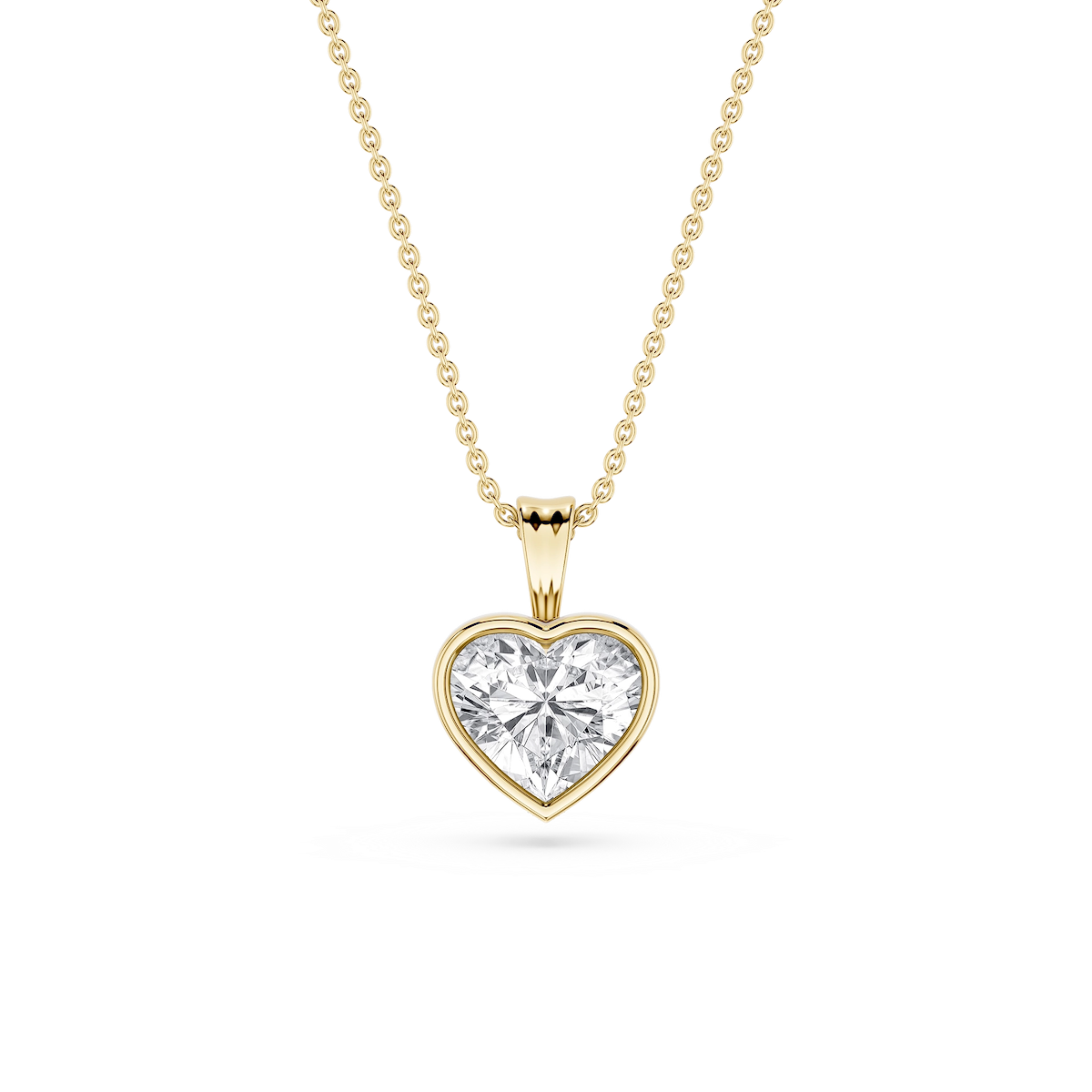 Heart Lab Grown Diamond Bezel Set Bail Solitaire Pendant - 16 to 18 Inches